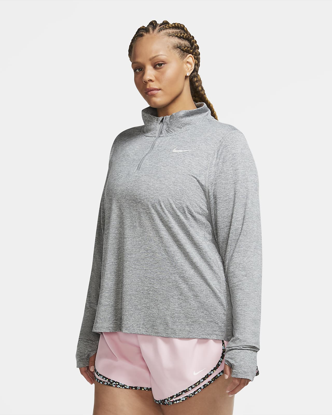 Camiseta de running de medio cierre para mujer Nike Element (talla grande)