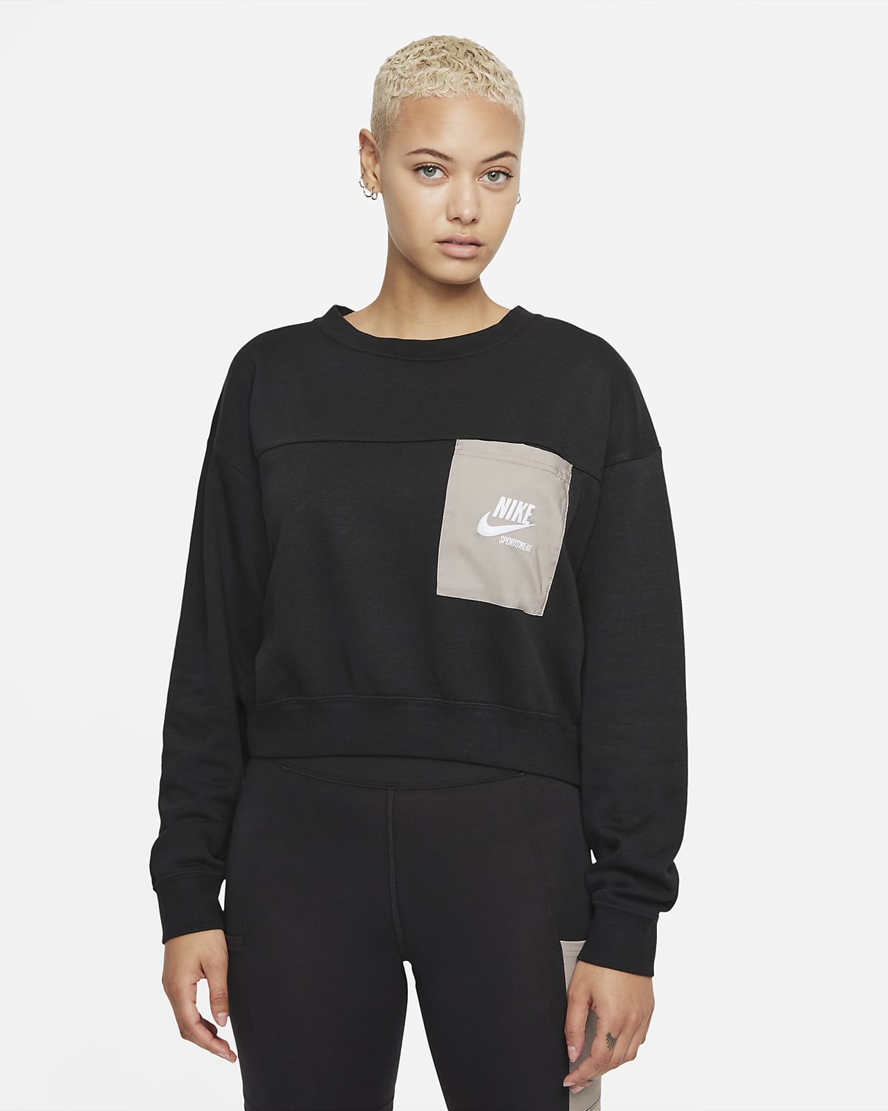 Sudadera de cuello redondo de tejido Fleece oversized para mujer Nike  Sportswear Heritage. Nike.com