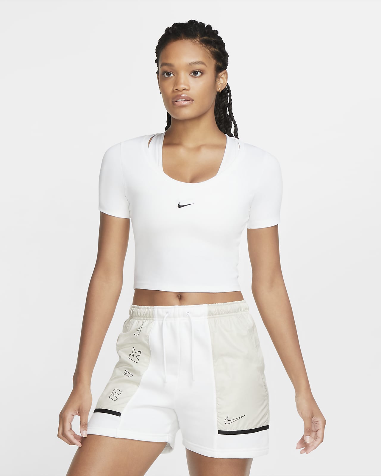 white crop top nike