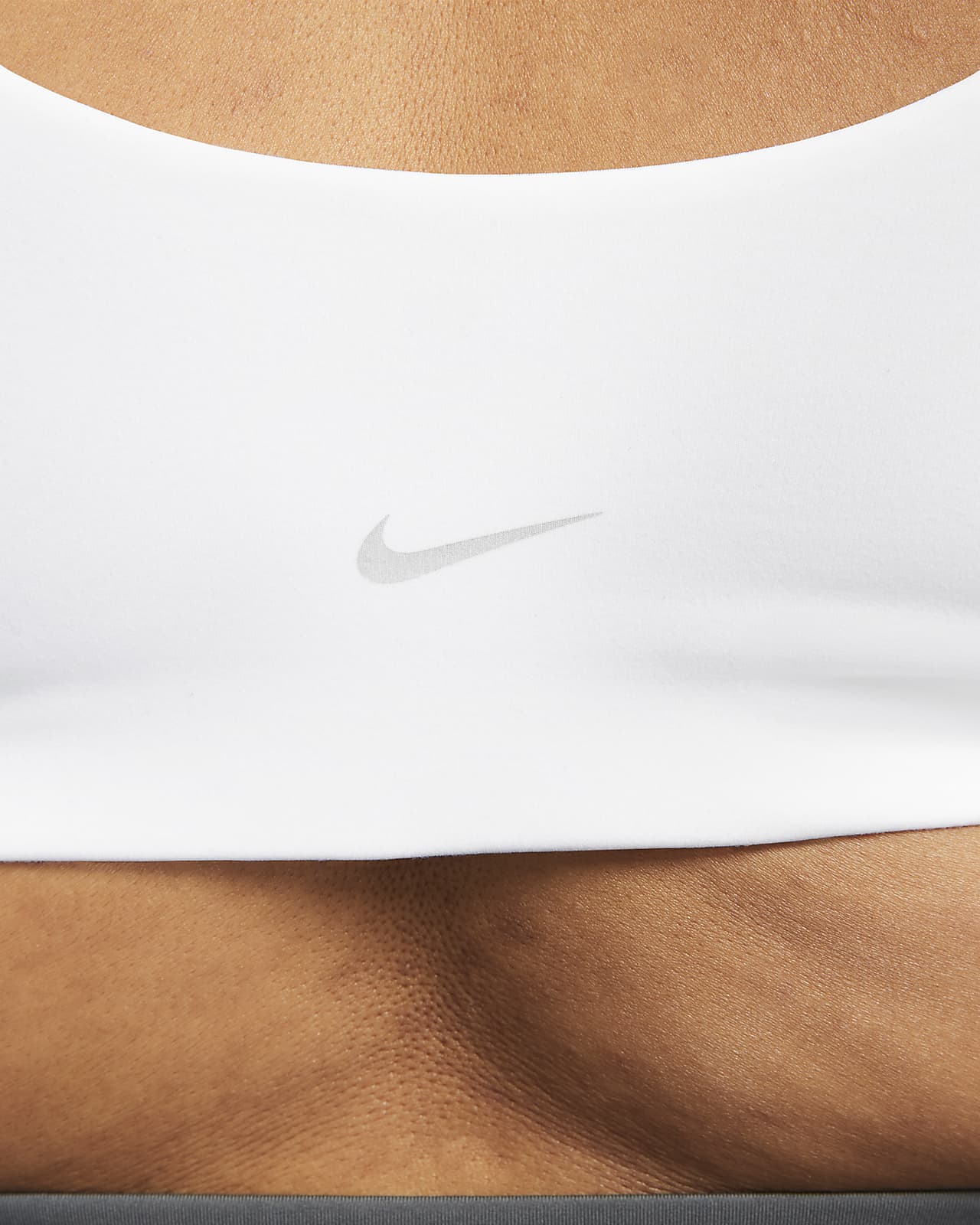 Nike Alate All U Light Support Sports Bra in White, White, & Black