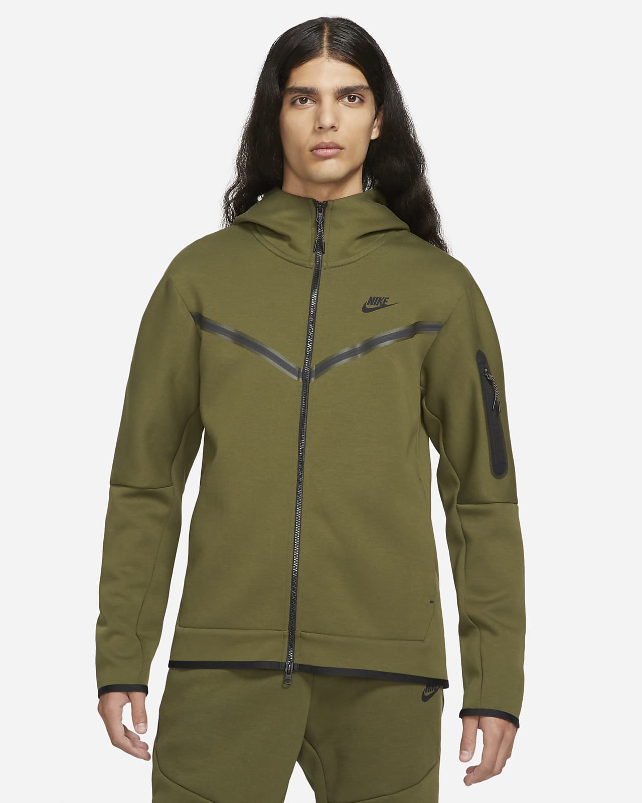 Huvtröja Nike Sportswear Tech Fleece med dragkedja i fullängd för män