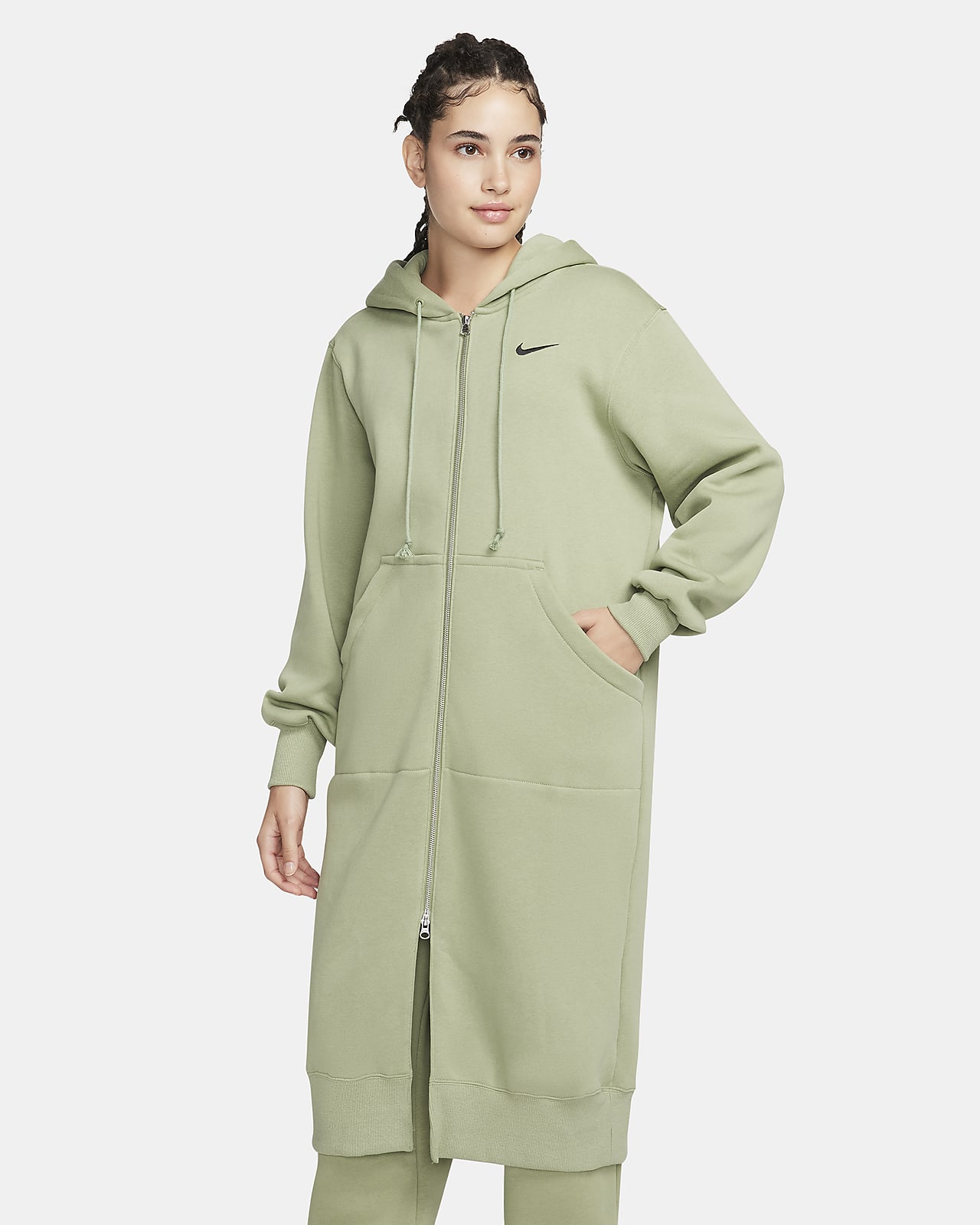 Oversized Hoodie. Full-Zip Nike Women\'s Sportswear Long Phoenix Fleece