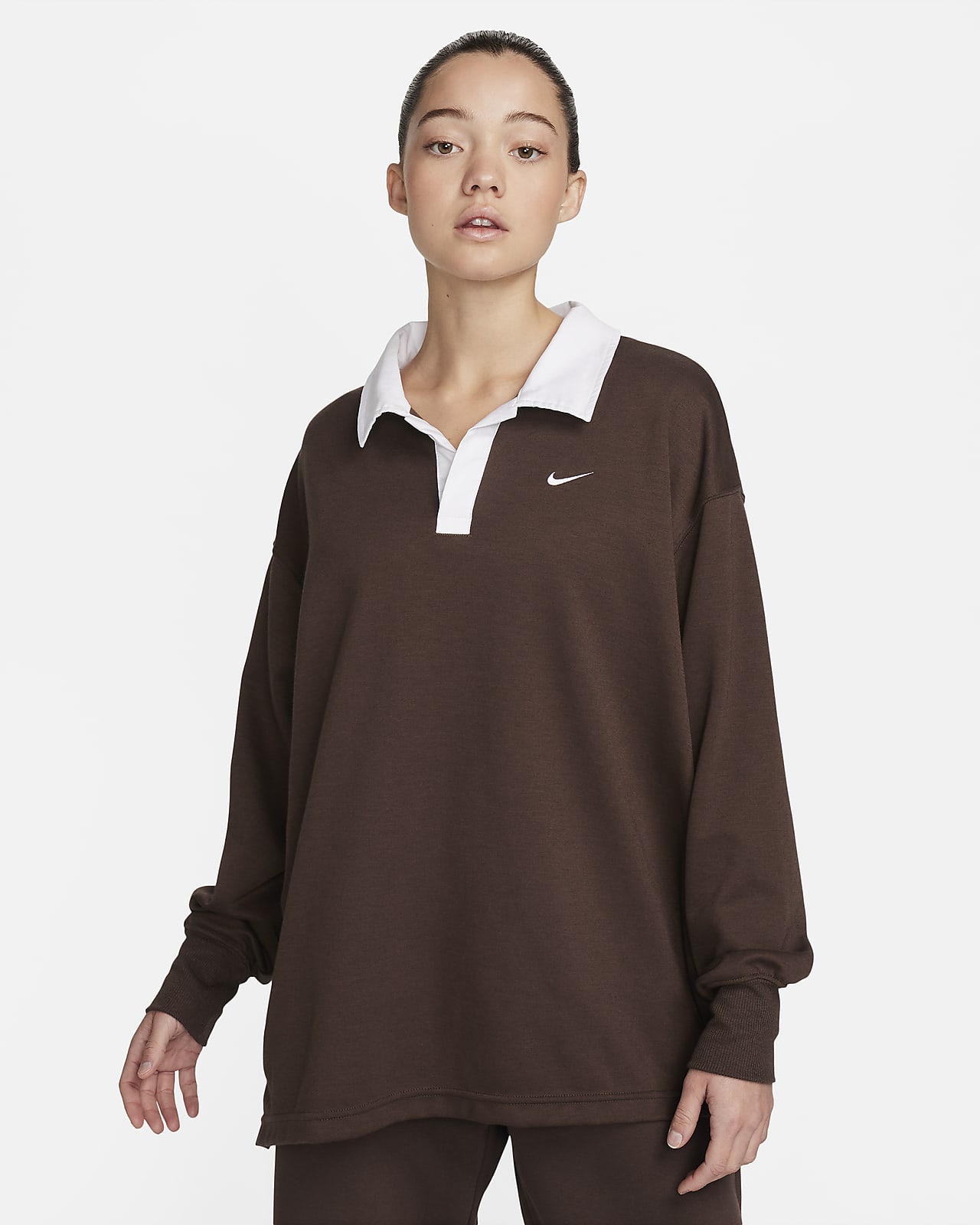 Damska koszulka polo z długim rękawem o kroju oversize Nike Sportswear Essential