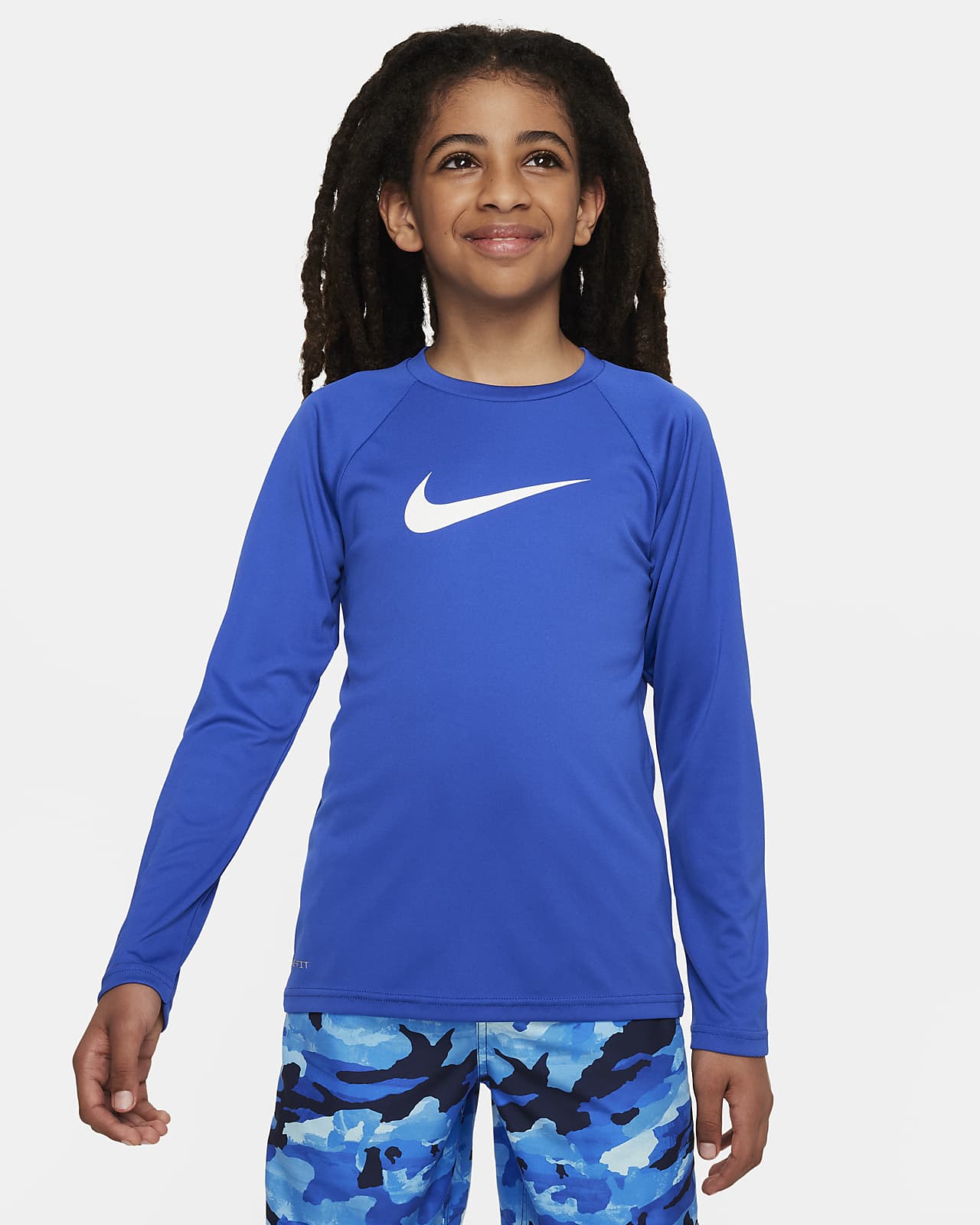 Camiseta Hydroguard de manga larga para niña talla grande Nike Swoosh