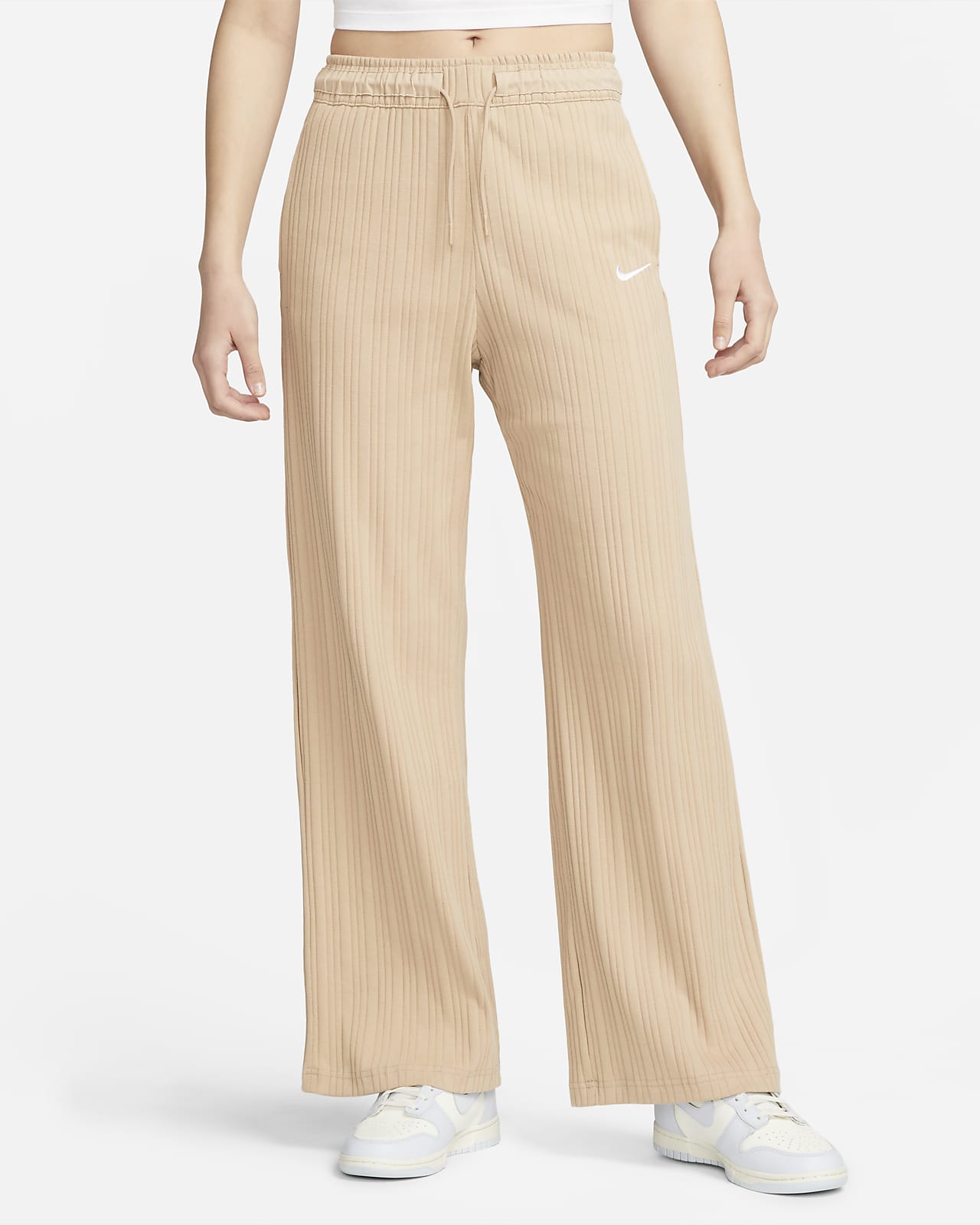 Γυναικείο ζέρσεϊ παντελόνι με φαρδιά μπατζάκια σε ριμπ ύφανση Nike Sportswear