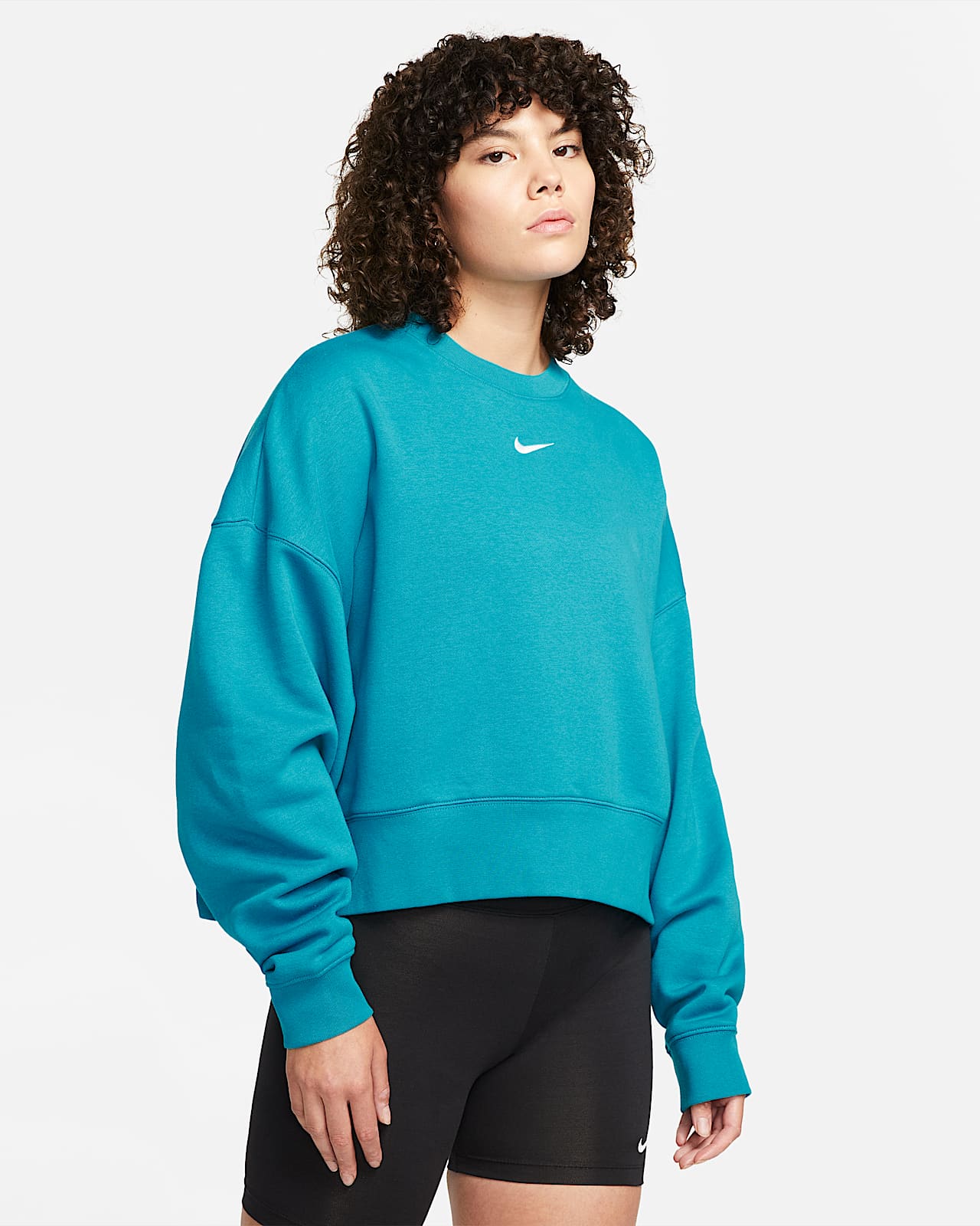 Sudadera de cuello redondo de tejido Fleece oversized para mujer Nike  Sportswear Collection Essentials. Nike.com