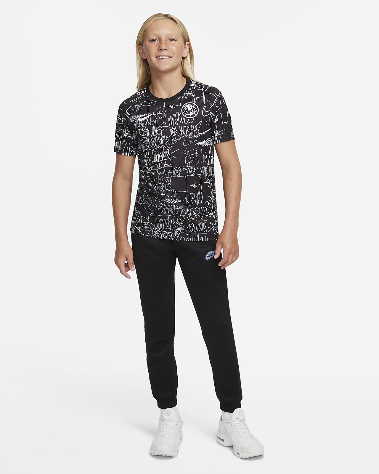 Playera de fútbol para antes del partido Nike Dri-FIT para niños talla  grande Club América. Nike.com