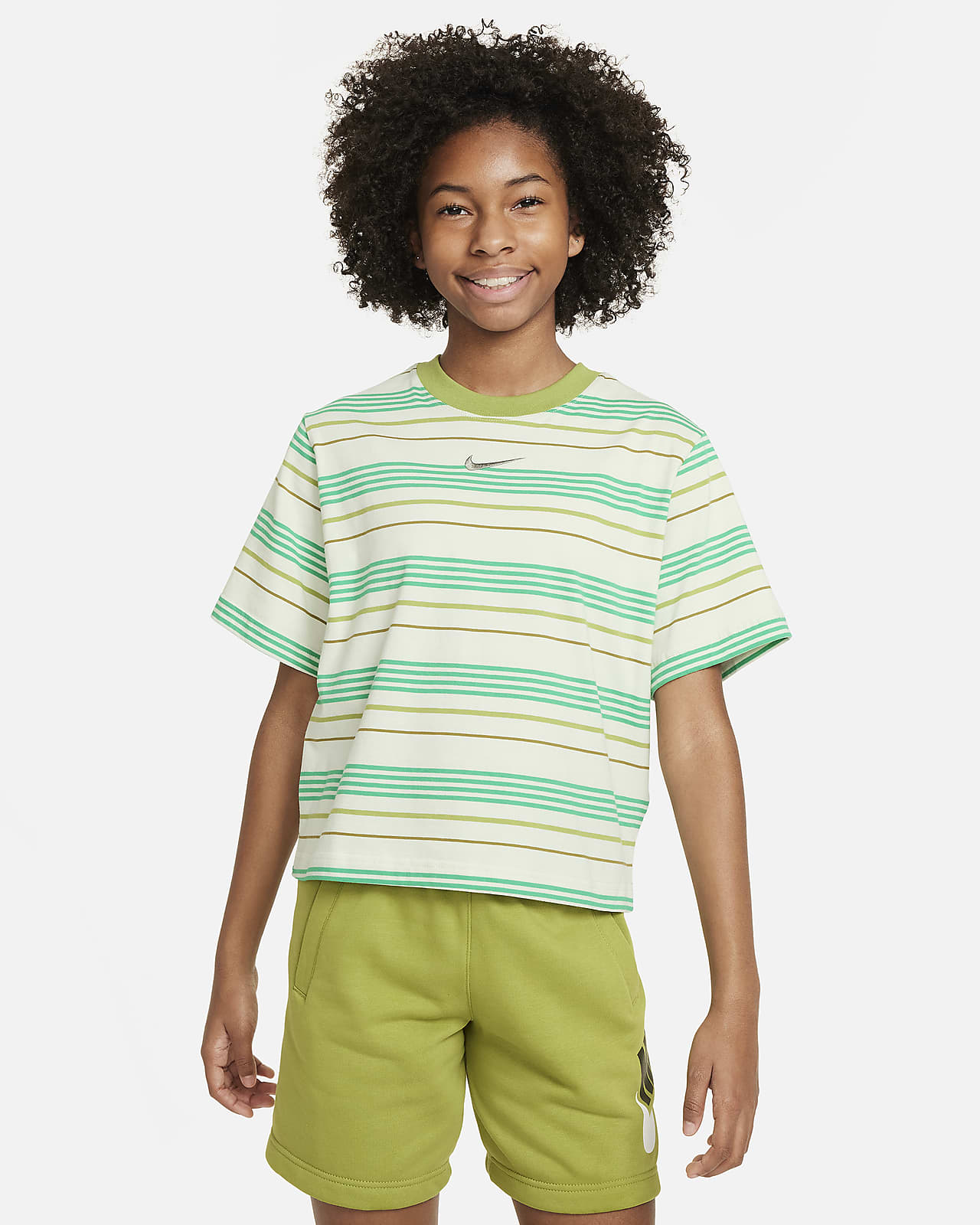 Nike Boxy (Girls\') Big Sportswear Kids\' Essentials+ T-Shirt.