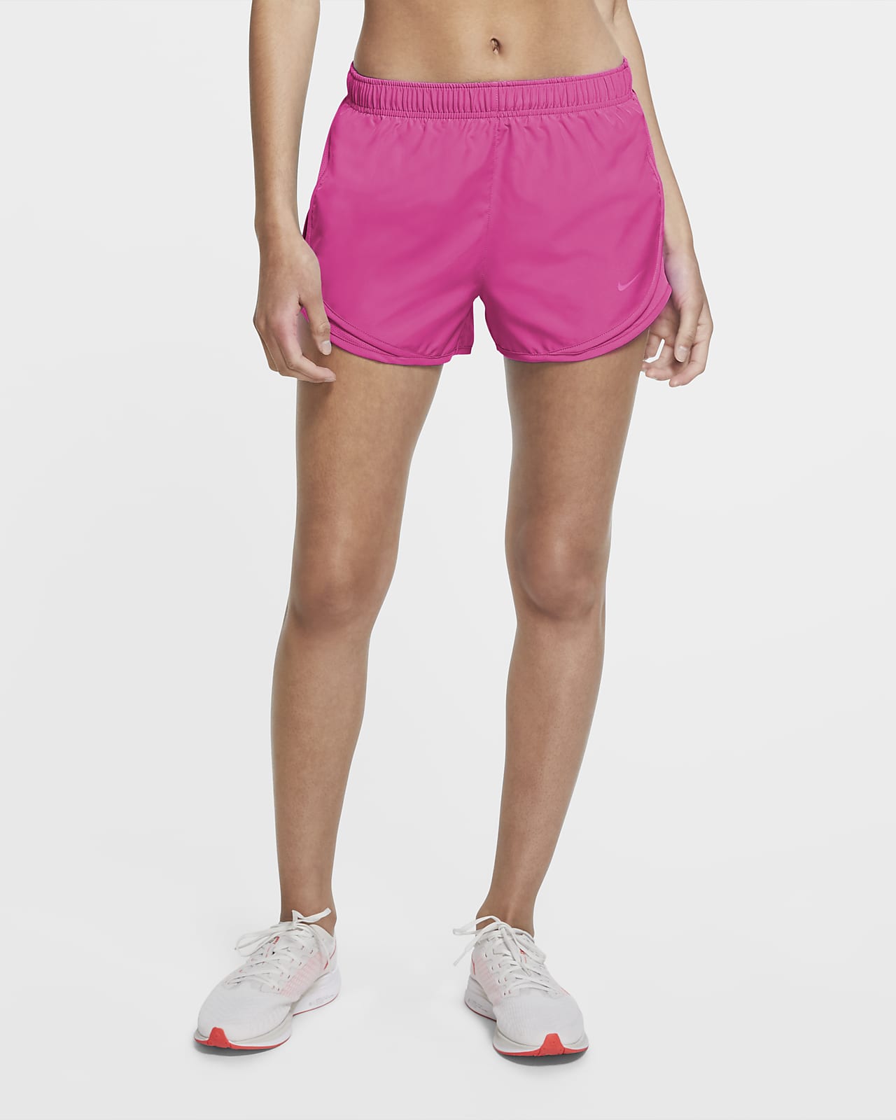 white nike tempo running shorts
