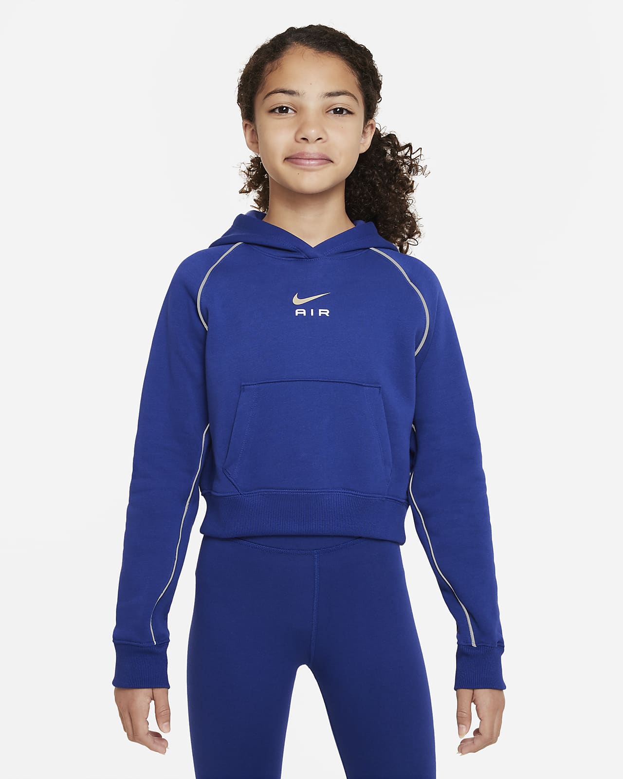 Nike Air 大童 (女童) 法國毛圈布短版連帽上衣