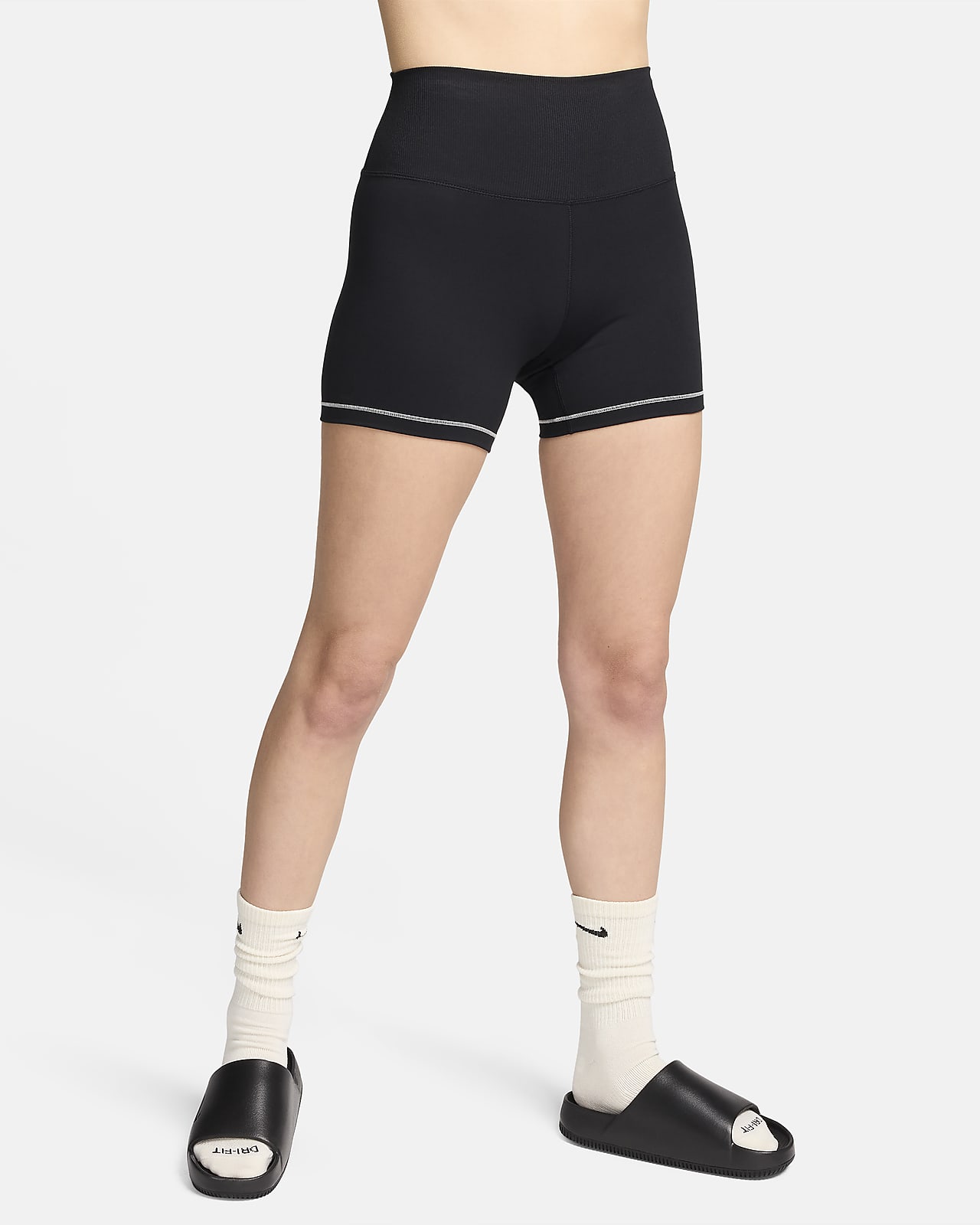 Nike One Rib bikershorts met hoge taille voor dames (13 cm)