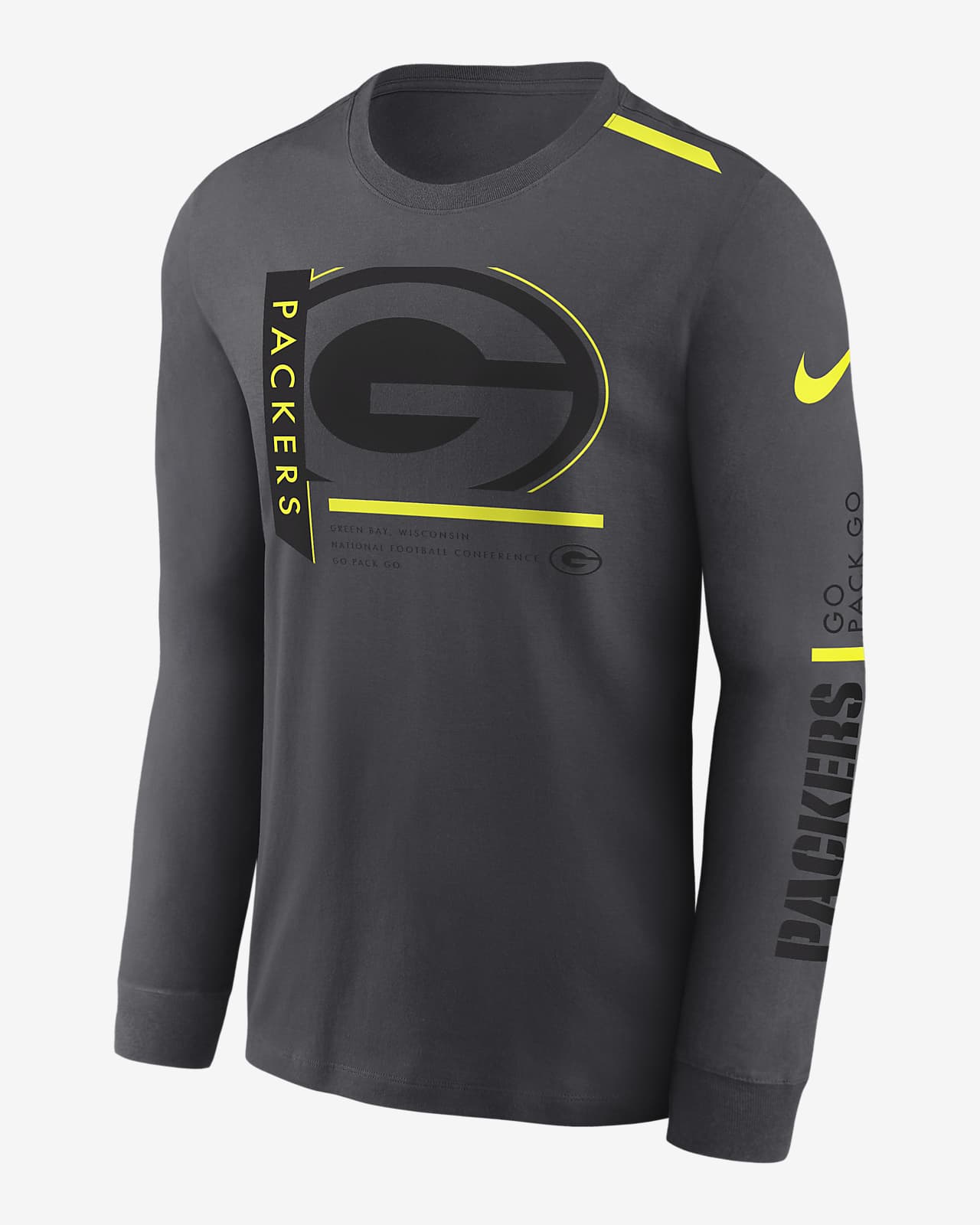 Green Bay Packers Volt Men's Nike Dri-FIT NFL Long-Sleeve T-Shirt.