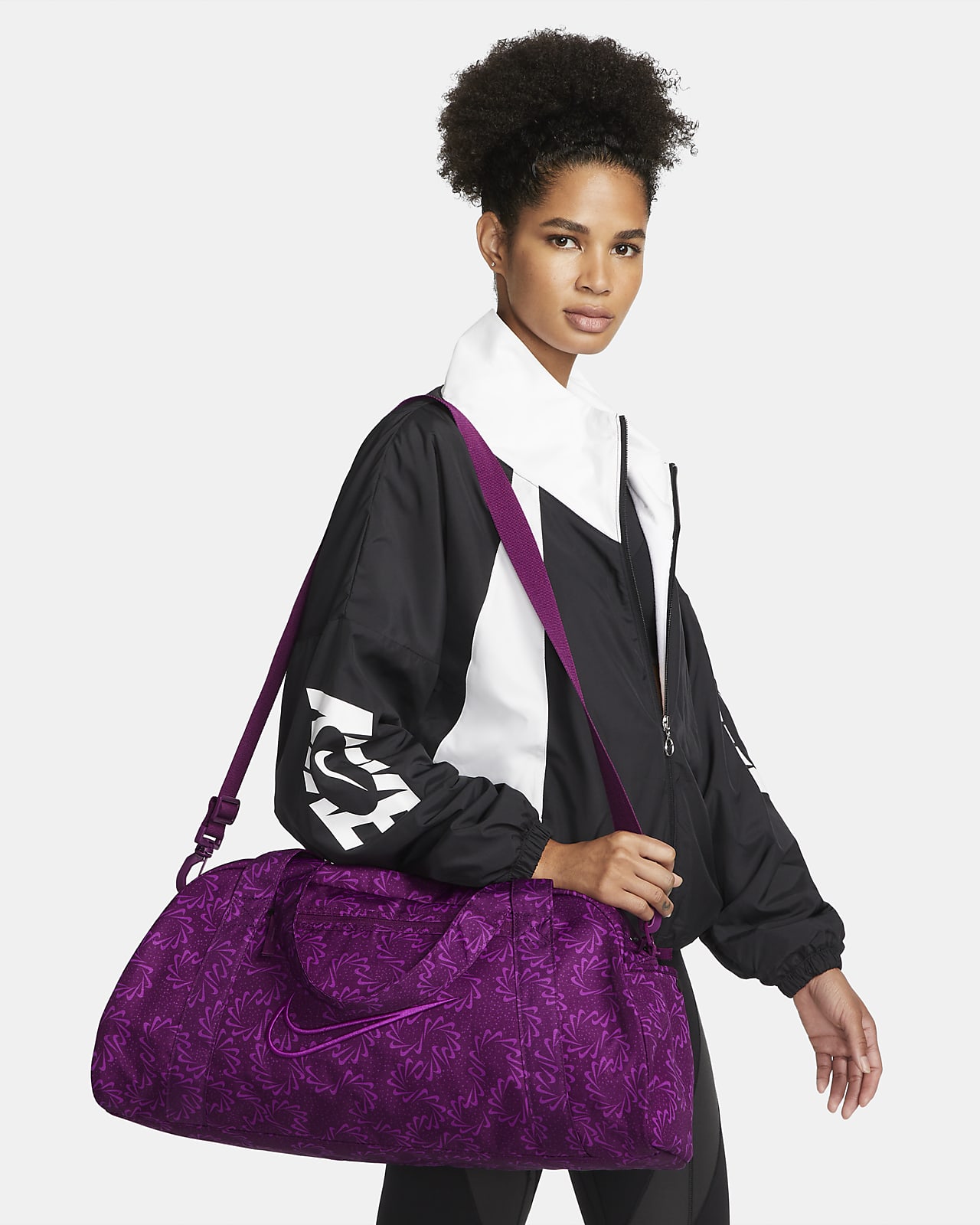 Nike Active Bag Purple Lightweight Lined Pockets Adjustable