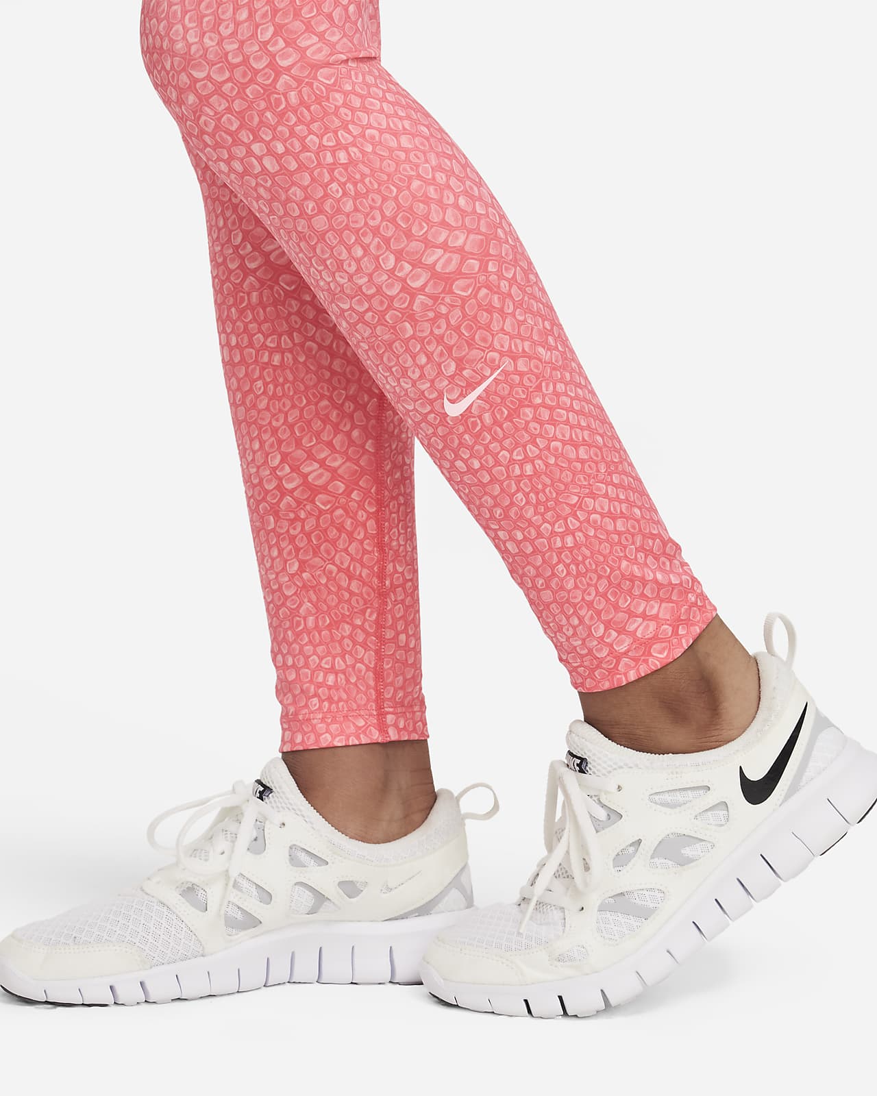 NWT Nike One Girls Dri-FIT Printed Training Tights Pink Size L
