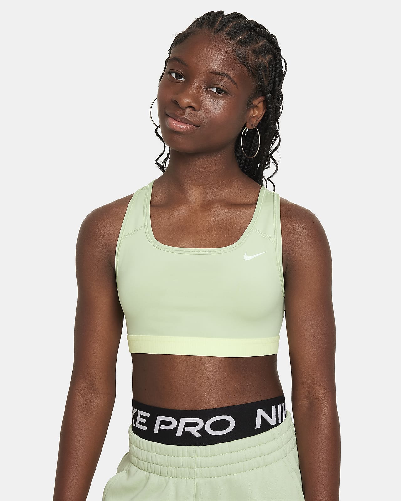 Nike Swoosh Big Kids Sports Bra In Neptune Green Barely Green Size Medium  Girls