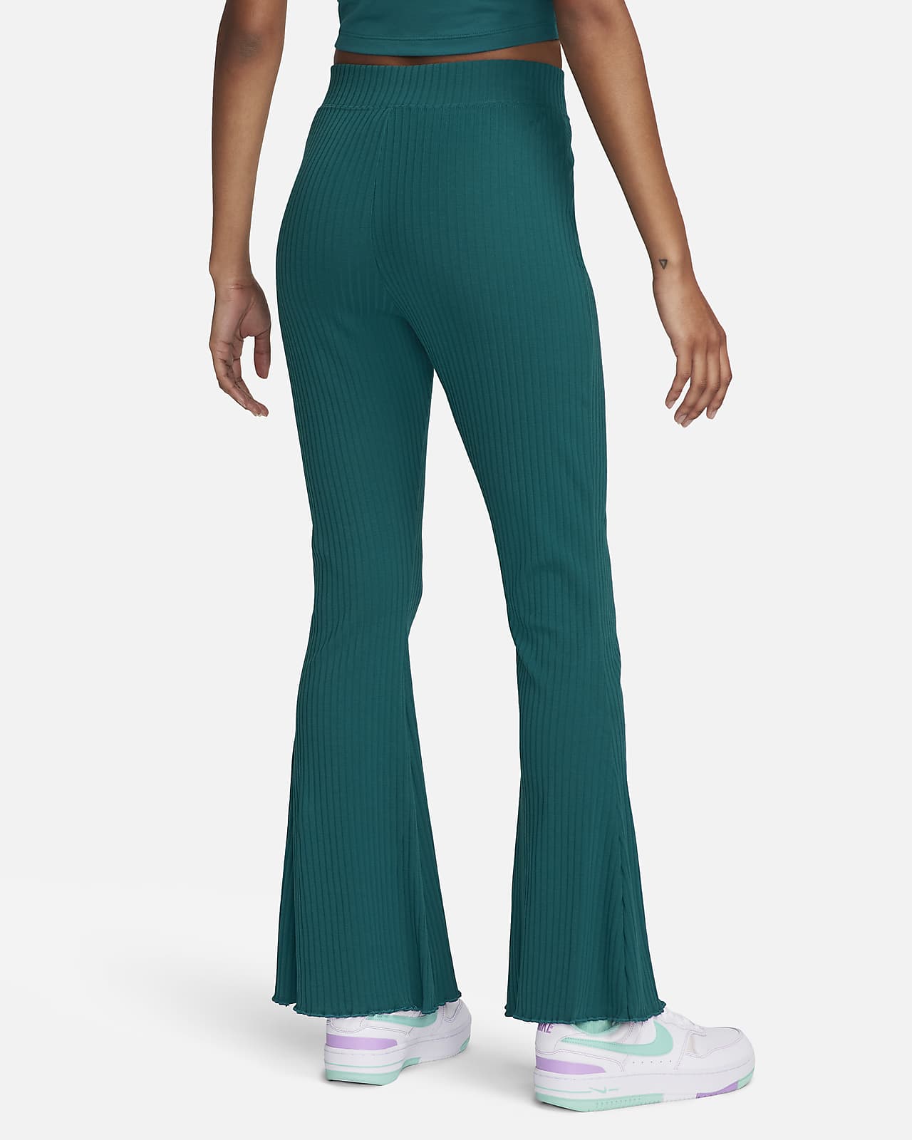 Ready to Cuddle Emerald Green Ribbed Knit Wide-Leg Pants