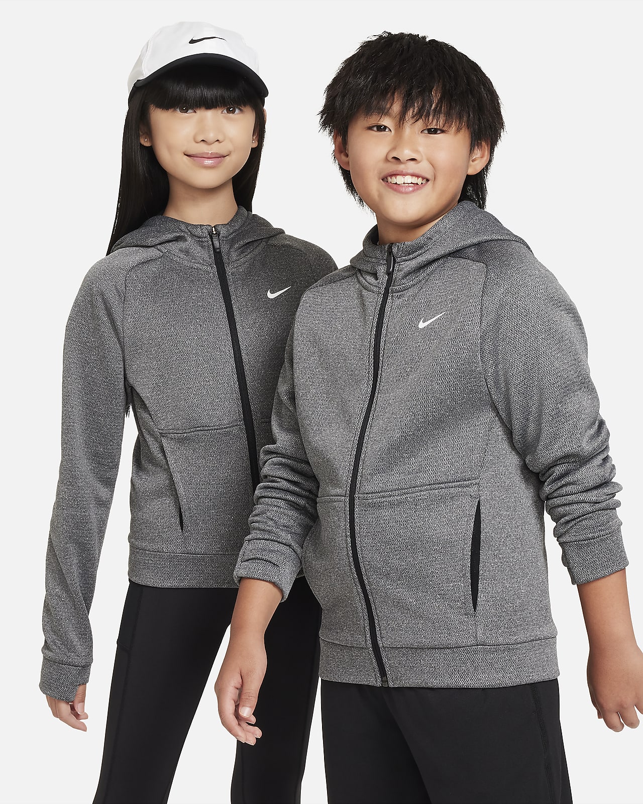 Μπλούζα με κουκούλα και φερμουάρ σε όλο το μήκος Nike Therma-FIT για μεγάλα παιδιά