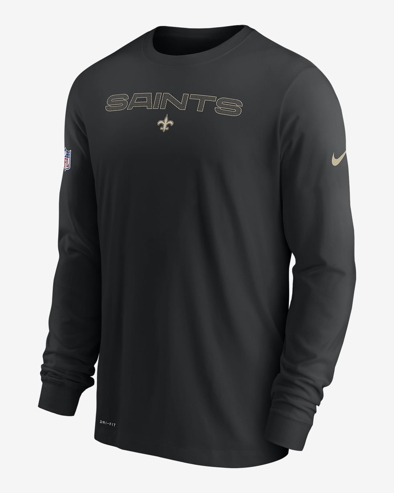 New Orleans Saints Nike Dri-Fit Cotton Long Sleeve Raglan T-Shirt - Mens