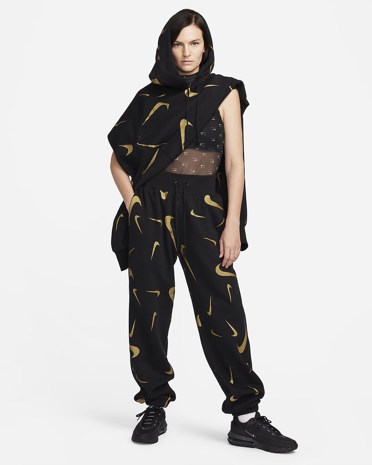 Nike Women's Fleece Sportswear High-Waisted Printed Joggers - Macy's