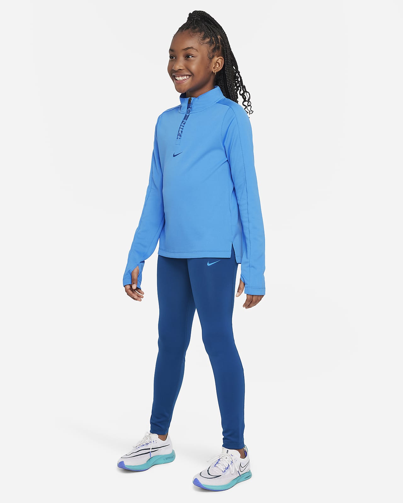 Blue NIKE PRO Dri-Fit Long Sleeve Pullover 1/2 Zip Athletic Wear