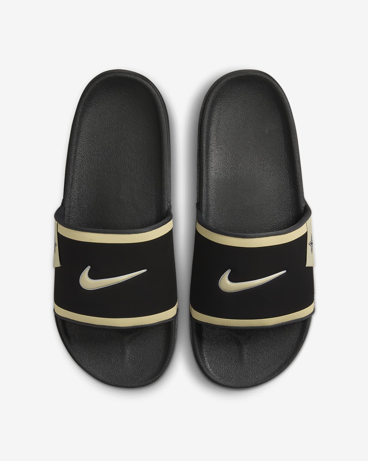 Black and clearance gold slides nike