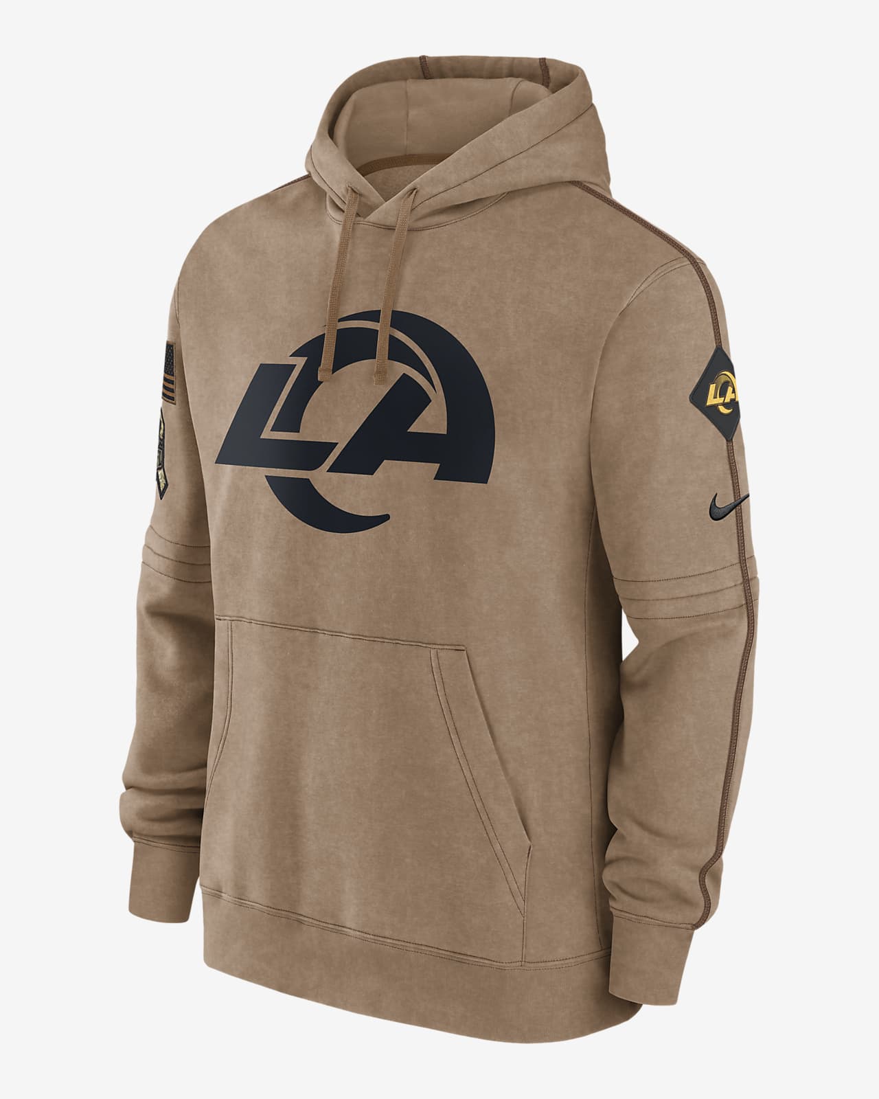 Los Angeles Rams Salute to Service Club Men’s Nike Men's NFL Pullover Hoodie in Brown, Size: Medium | 010I01CAA2I-JW7