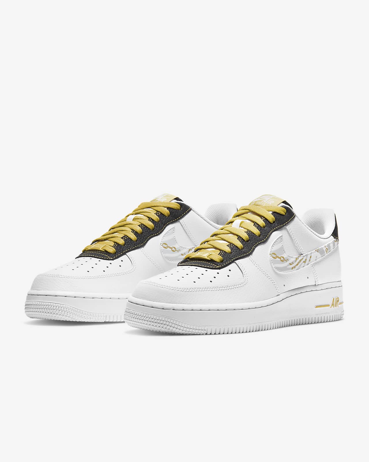 nike air force 1 black and gold mens