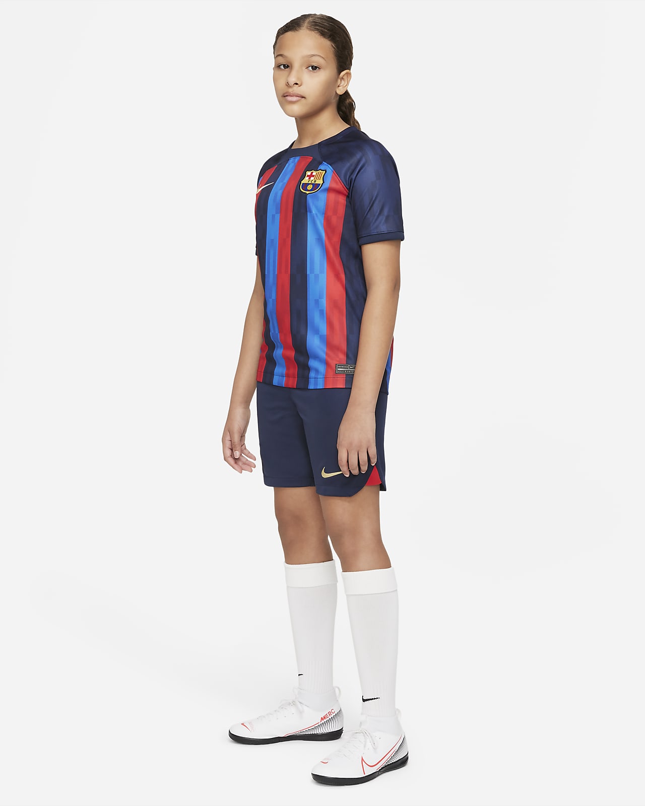FC Barcelona 2022/23 Stadium Home Big Kids' Nike Dri-FIT Soccer