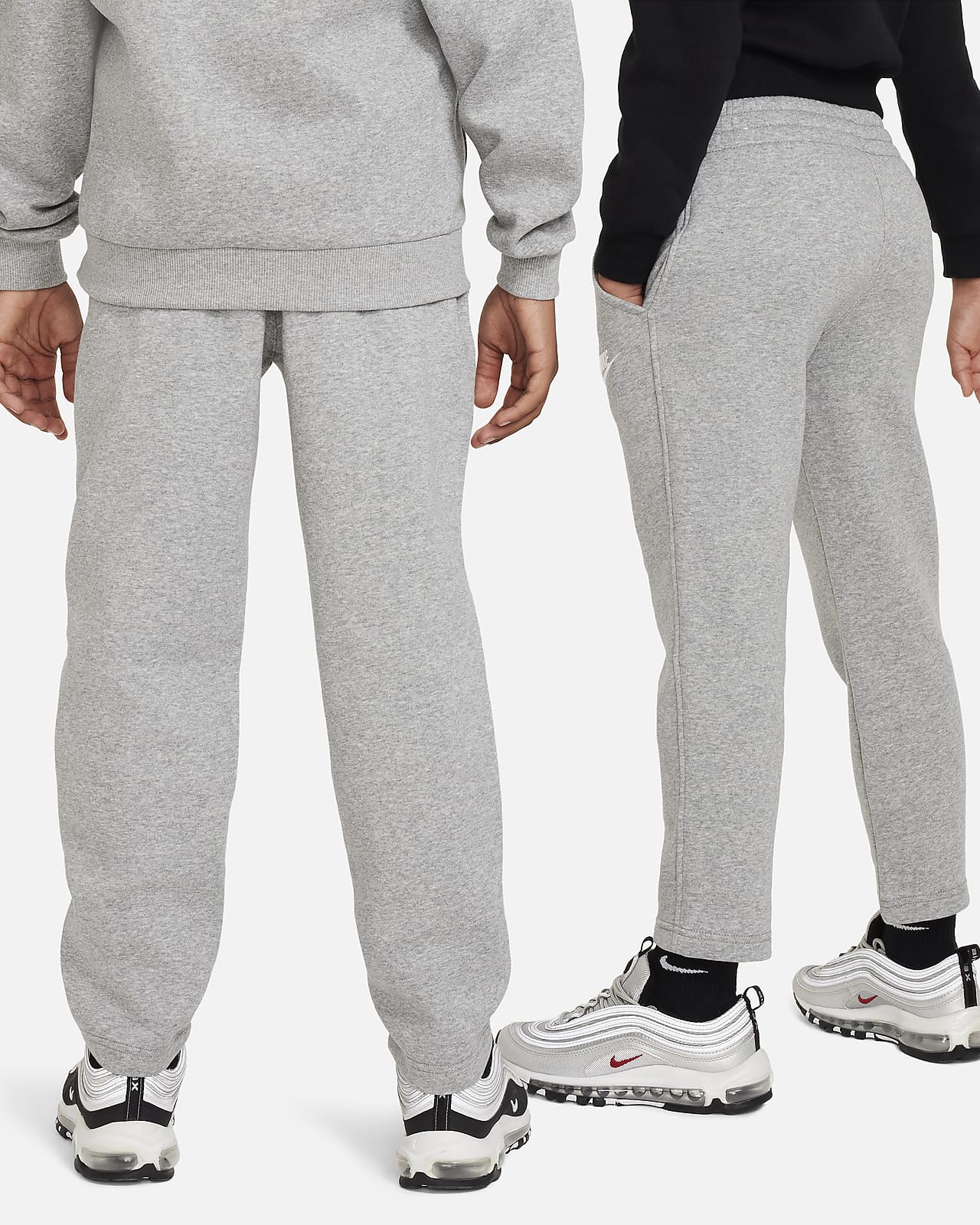 Nike Club Classic Fleece Open Hem Sweatpants Size L Joggers Gray 611458 071  New 