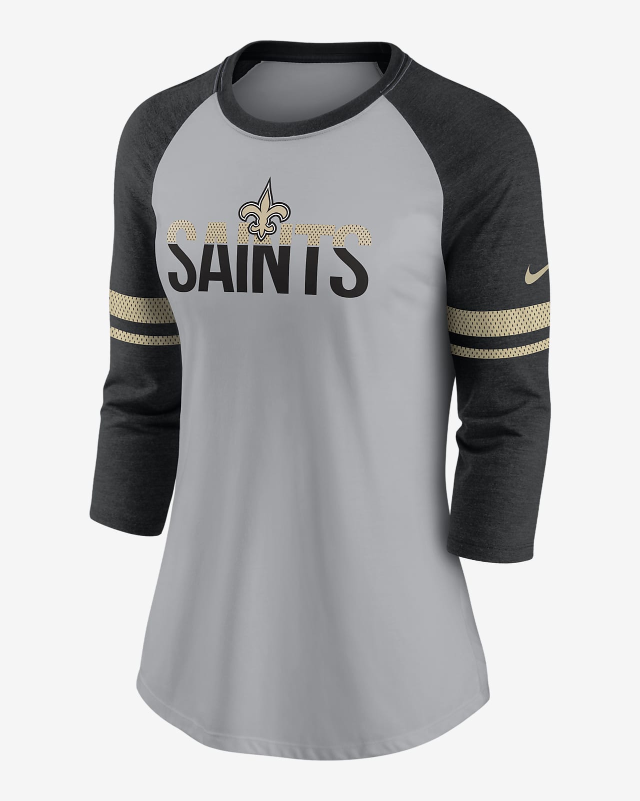 Women's New Era Black/White New Orleans Saints Athletic Varsity Lace-Up Long  Sleeve T-Shirt 