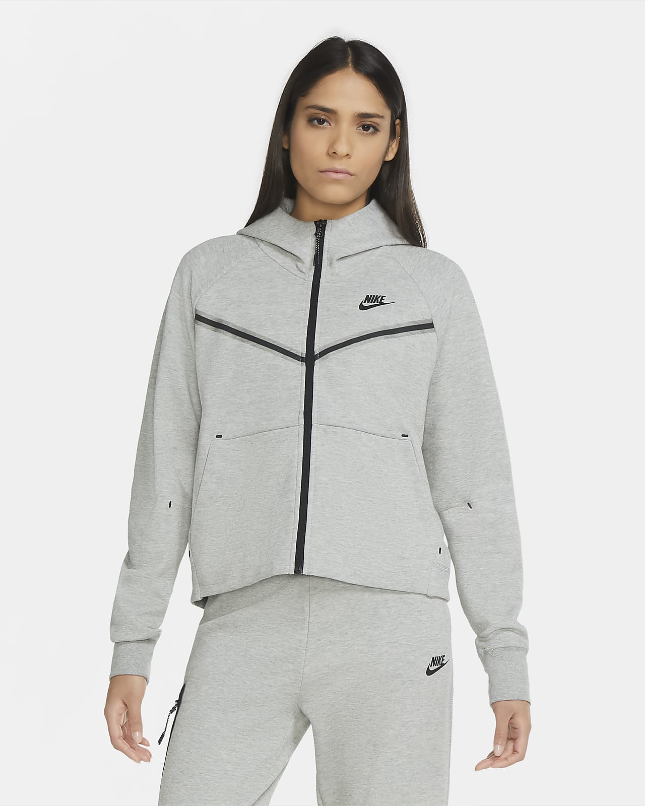 เสื้อมีฮู้ดซิปยาวผู้หญิง Nike Sportswear Tech Fleece Windrunner