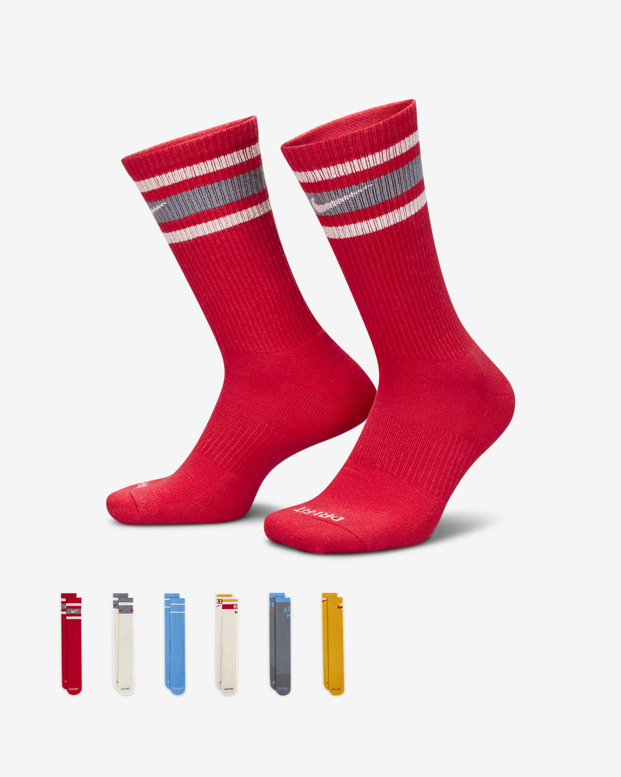 Everyday Plus Cushioned Multi-Colour Training Crew Socks (6 Pairs)