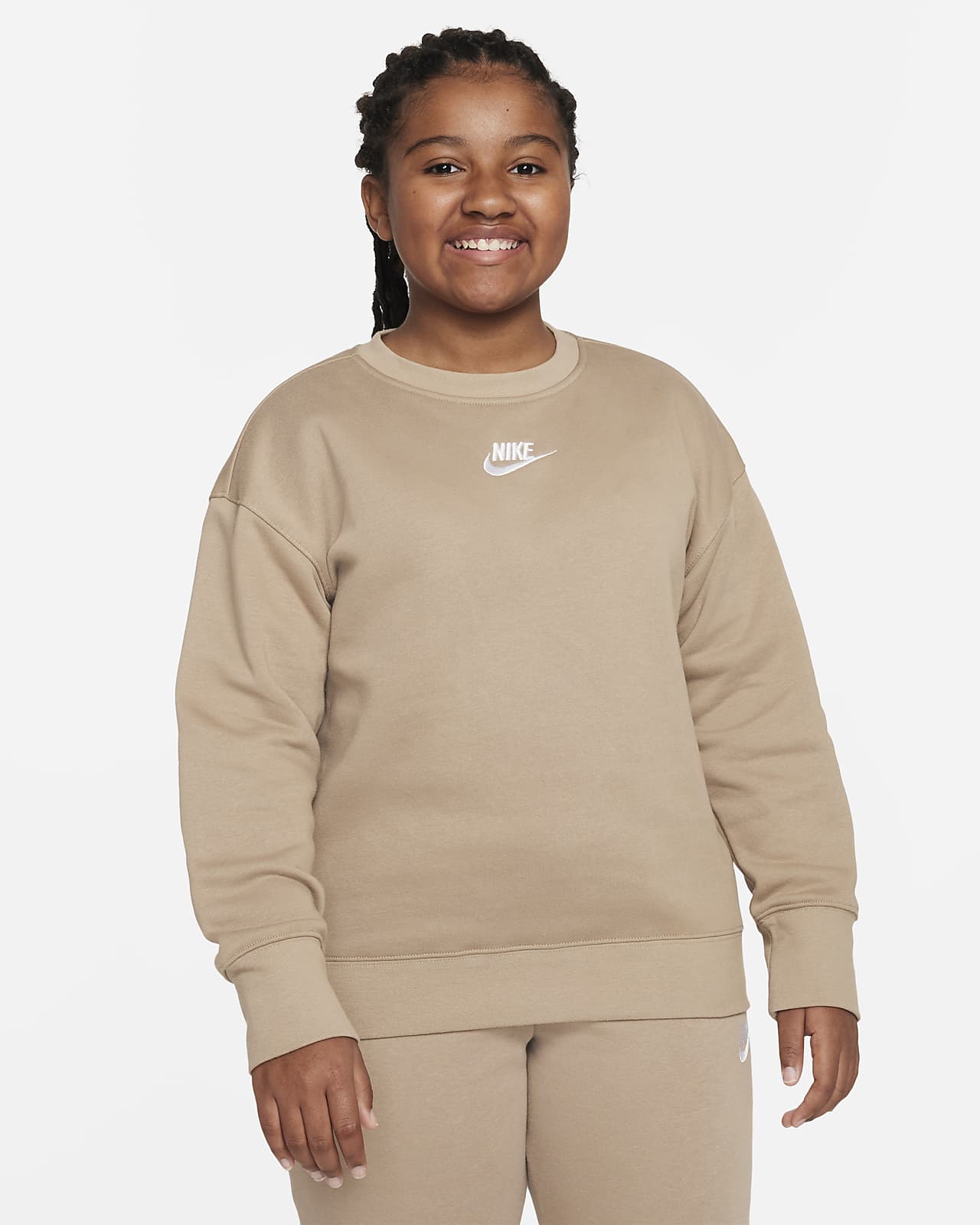 Nike Sportswear Club Fleece Big Kids' (Girls') Crew (Extended Size)