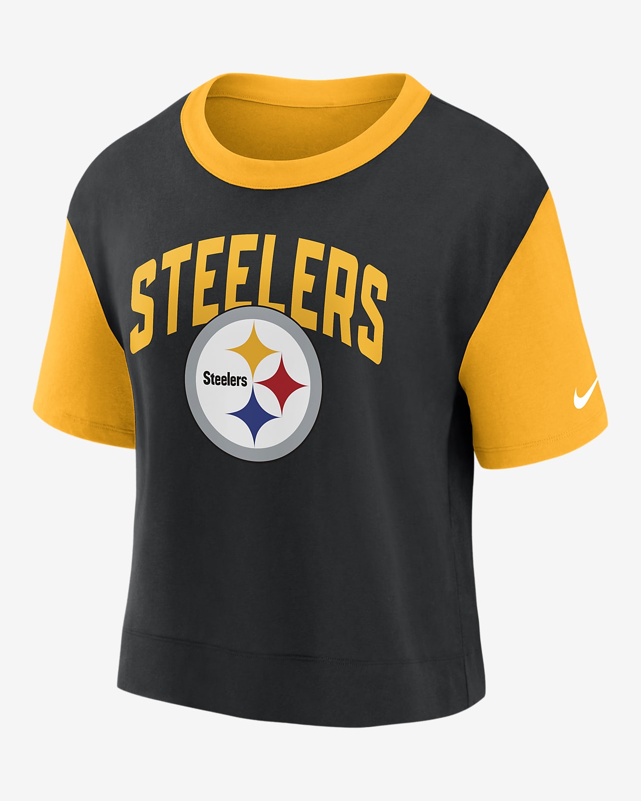 Playera de cadera alta para mujer Nike Fashion (NFL Pittsburgh Steelers)