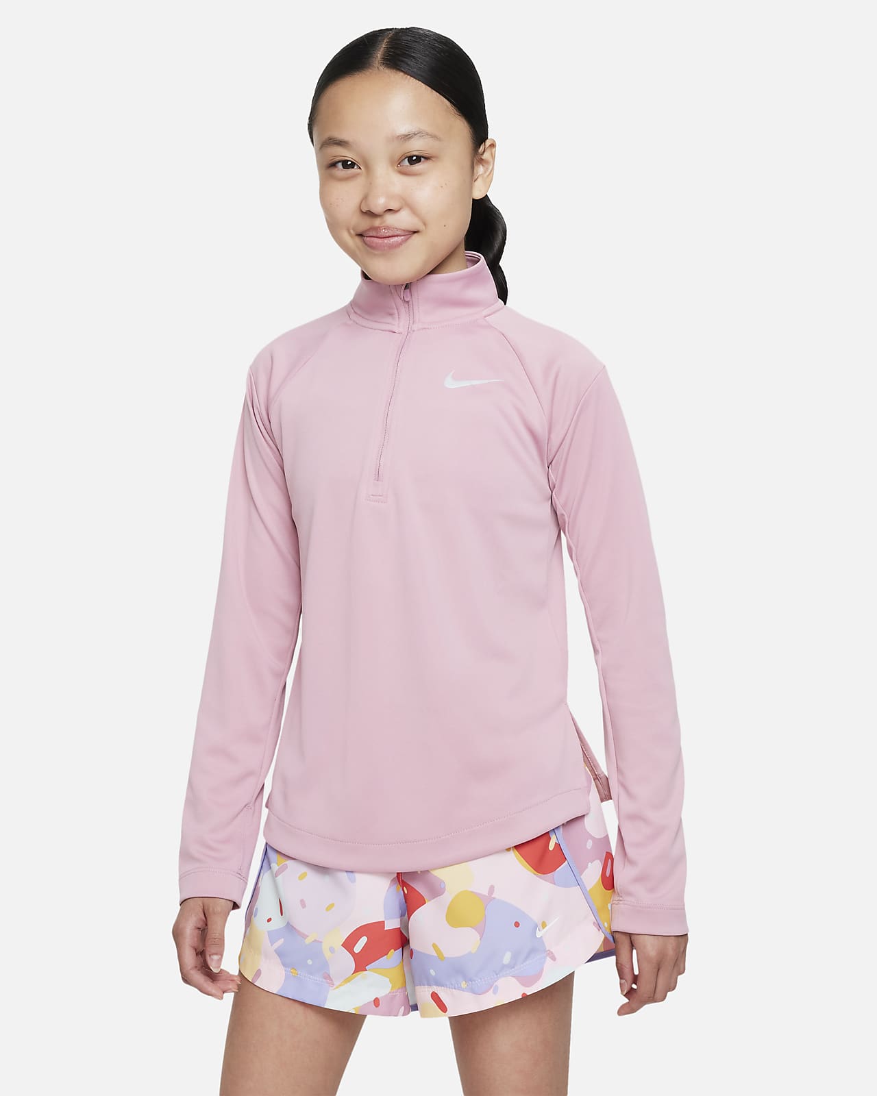 Nike Big Kids' (Girls') Long-Sleeve Crop Top and High Waist Bottom Set.