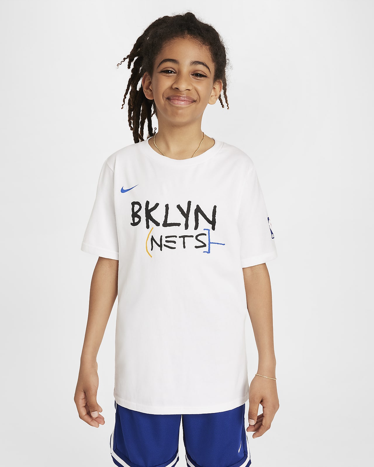 Nike NBA-t-shirt med logga Brooklyn Nets City Edition för ungdom