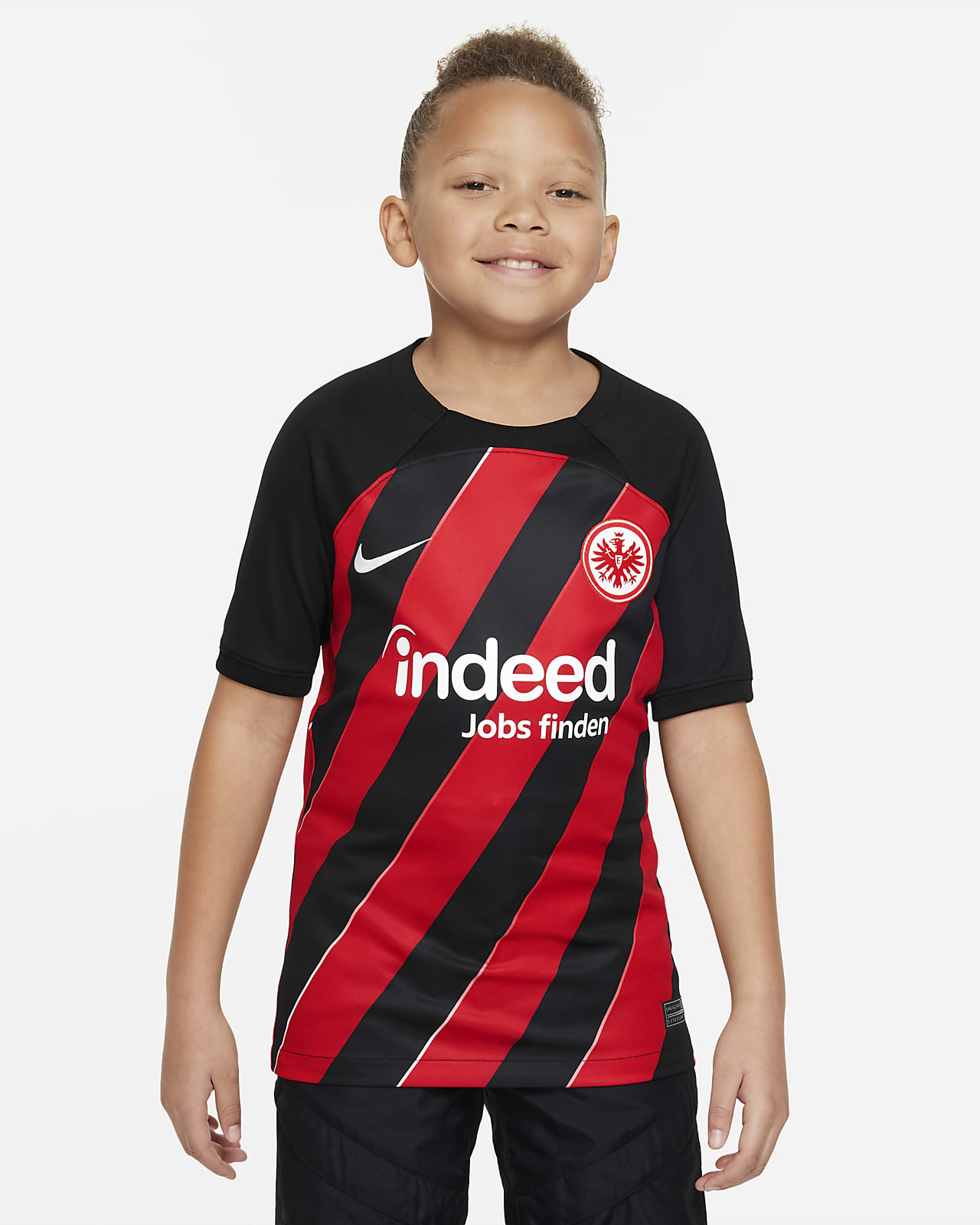 Eintracht Frankfurt 2023/24 Stadium Home-Nike Dri-FIT-fodboldspillertrøje til større børn