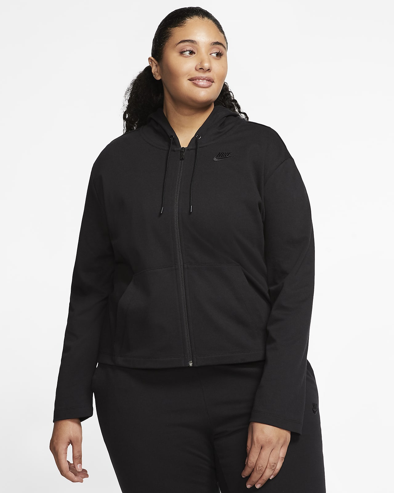 Nike Sportswear hettejakke med hel glidelås til dame (Plus Nike Sportswear Essential hettejakke med hel glidelås for
