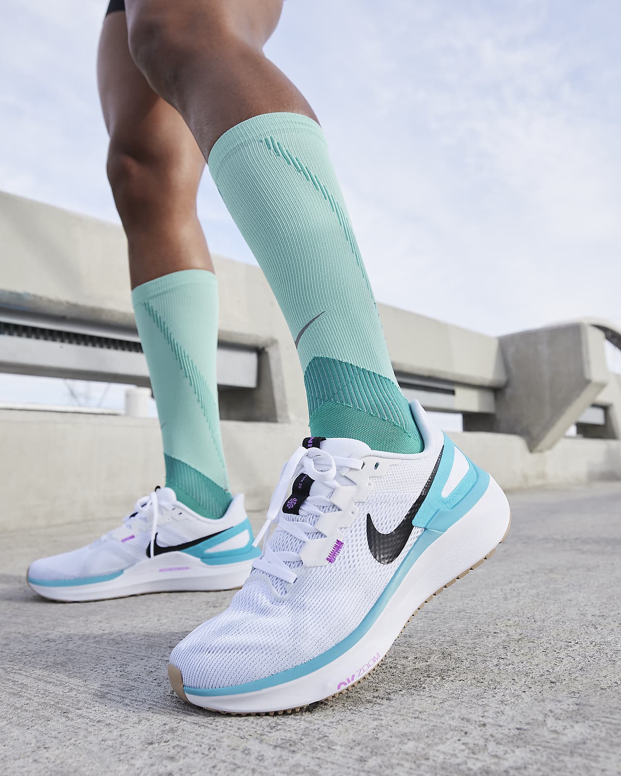 Nike Chaussures de Running Air Zoom Structure 25 - Blanc/Noir/Gris