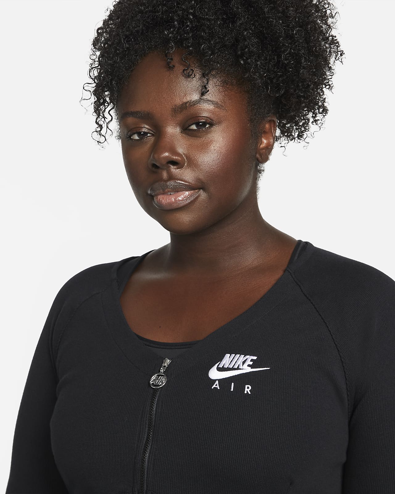 Nike Air Women's Ribbed Long-Sleeve Full-Zip Top (Plus Size). Nike HR