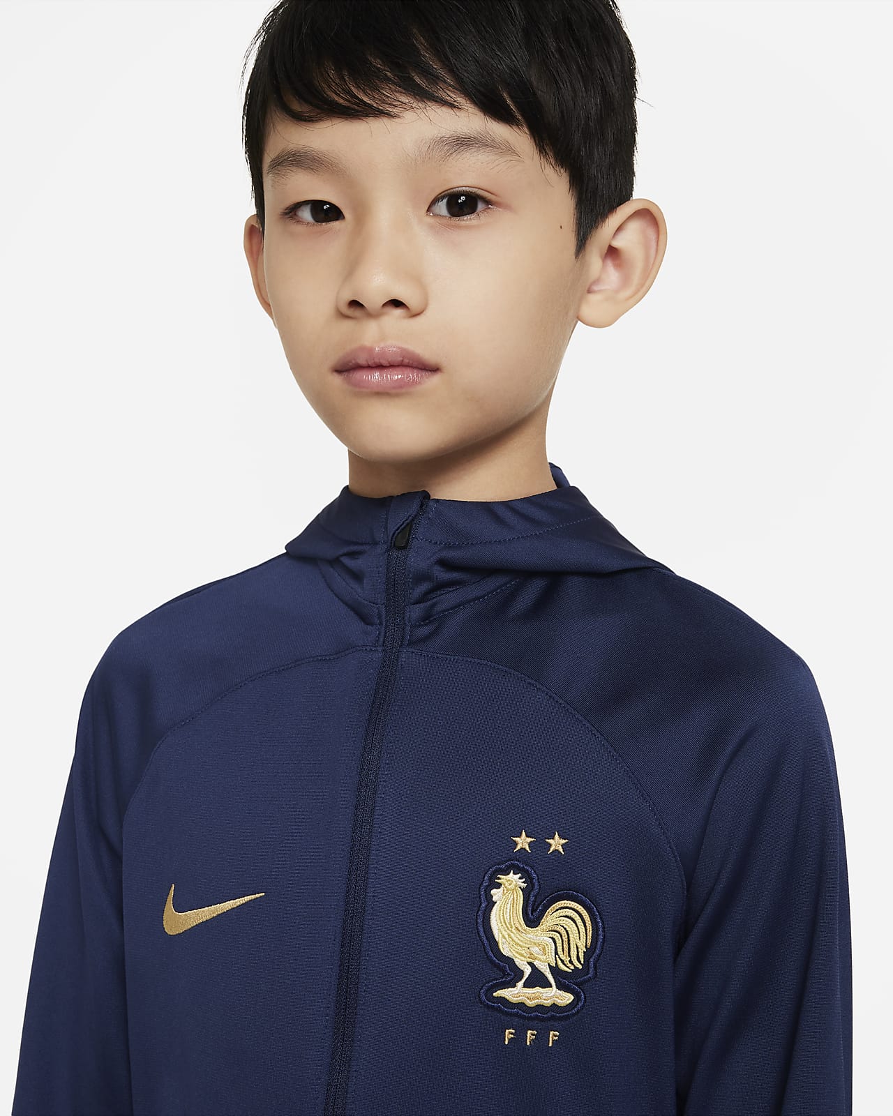 FFF Strike Older Kids' Nike Dri-FIT Hooded Football Tracksuit. Nike IE