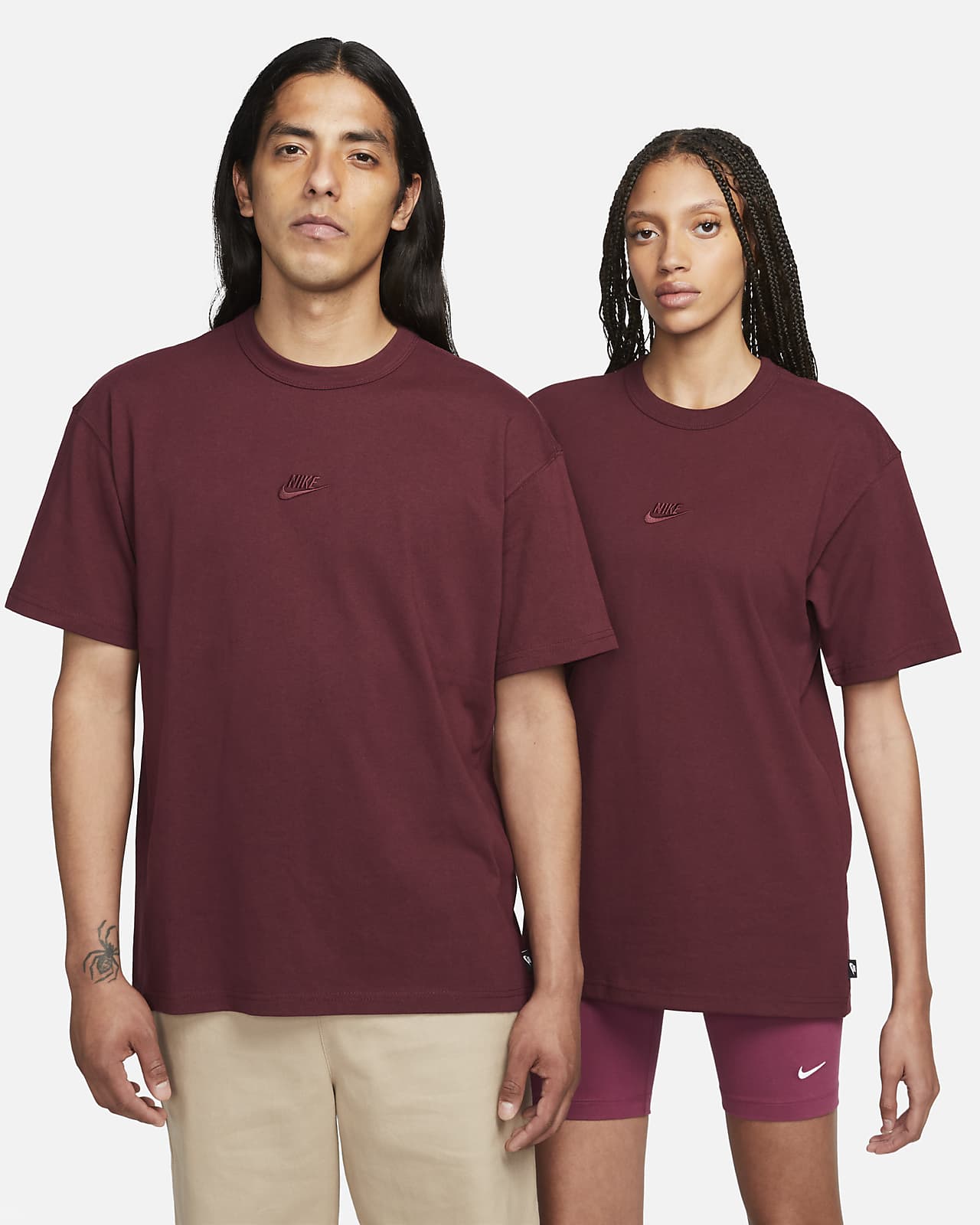 Nike Premium Essential Cotton T-Shirt in Night Maroon