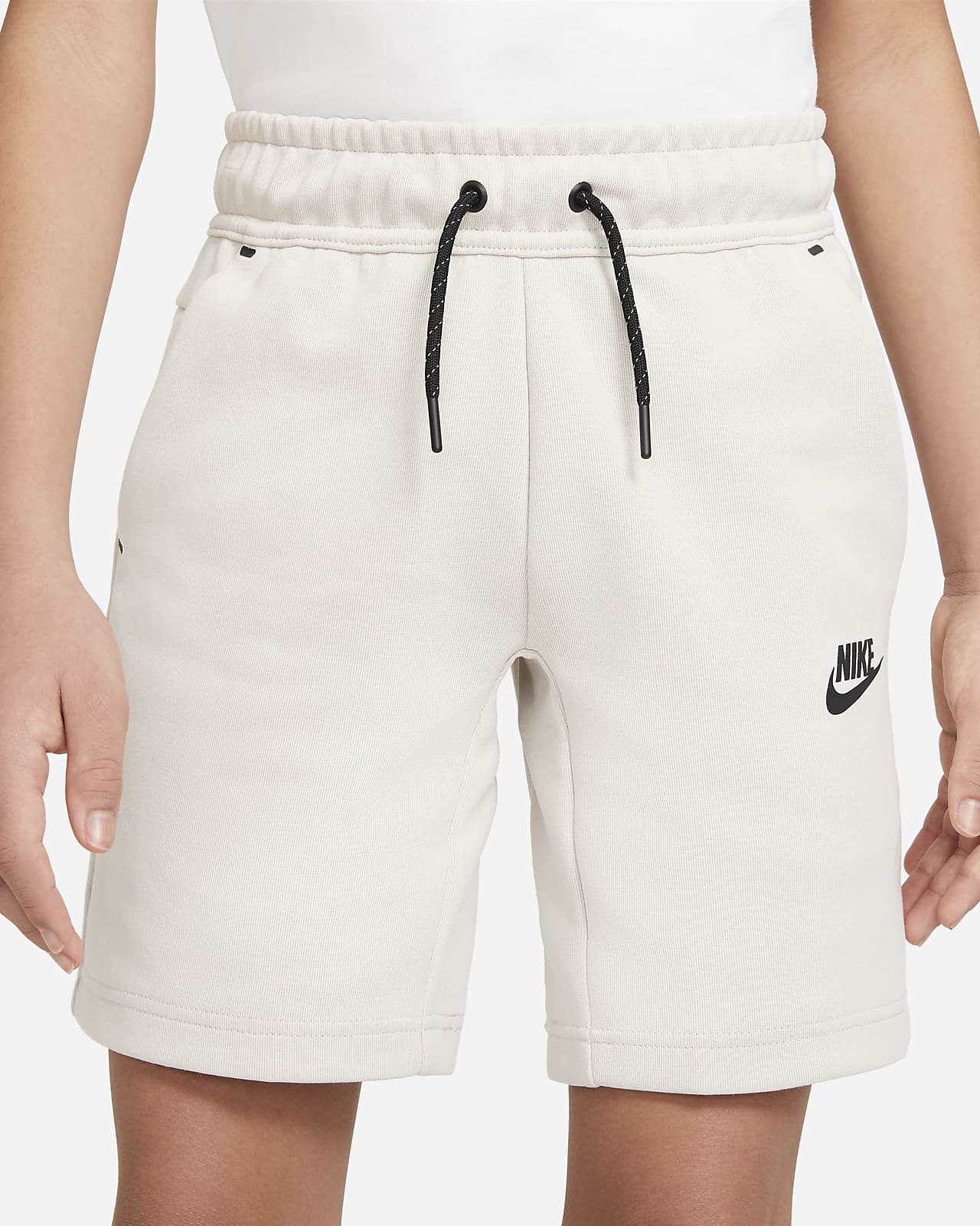 white tech shorts