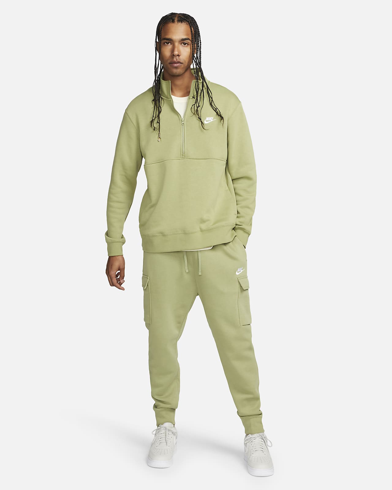 Nike - Sportswear Club Fleece Cargo Pants (Rough Green / Rough Green /  White) | HHV