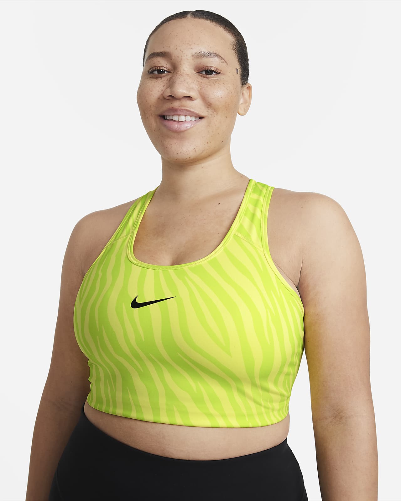 Sujetador deportivo sin acolchado de sujeci n media talla grande para mujer Nike Dri FIT Swoosh Icon Clash