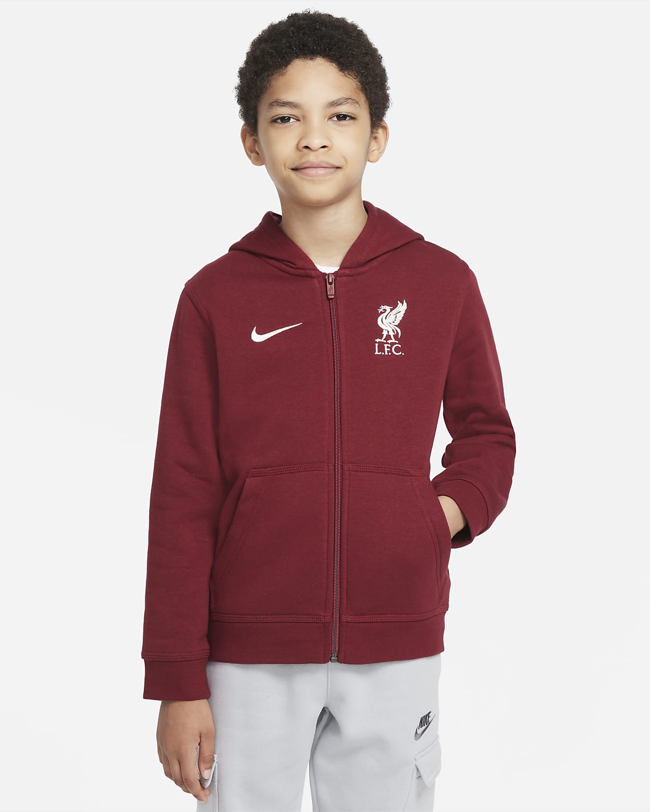 Liverpool FC Boys Hoody Zip Fleece Kids Official Football Gift