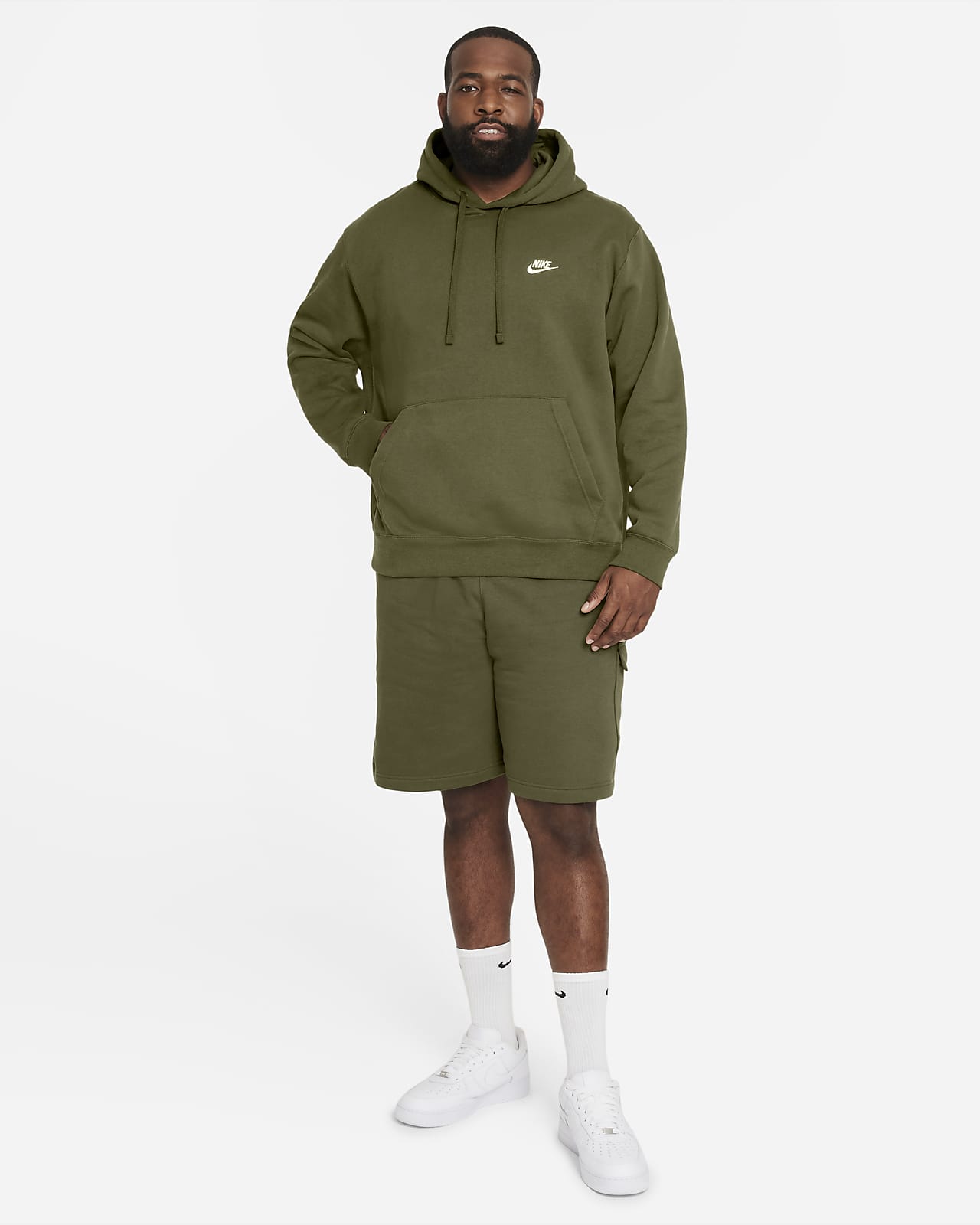 nike fleece overhead hoodie green