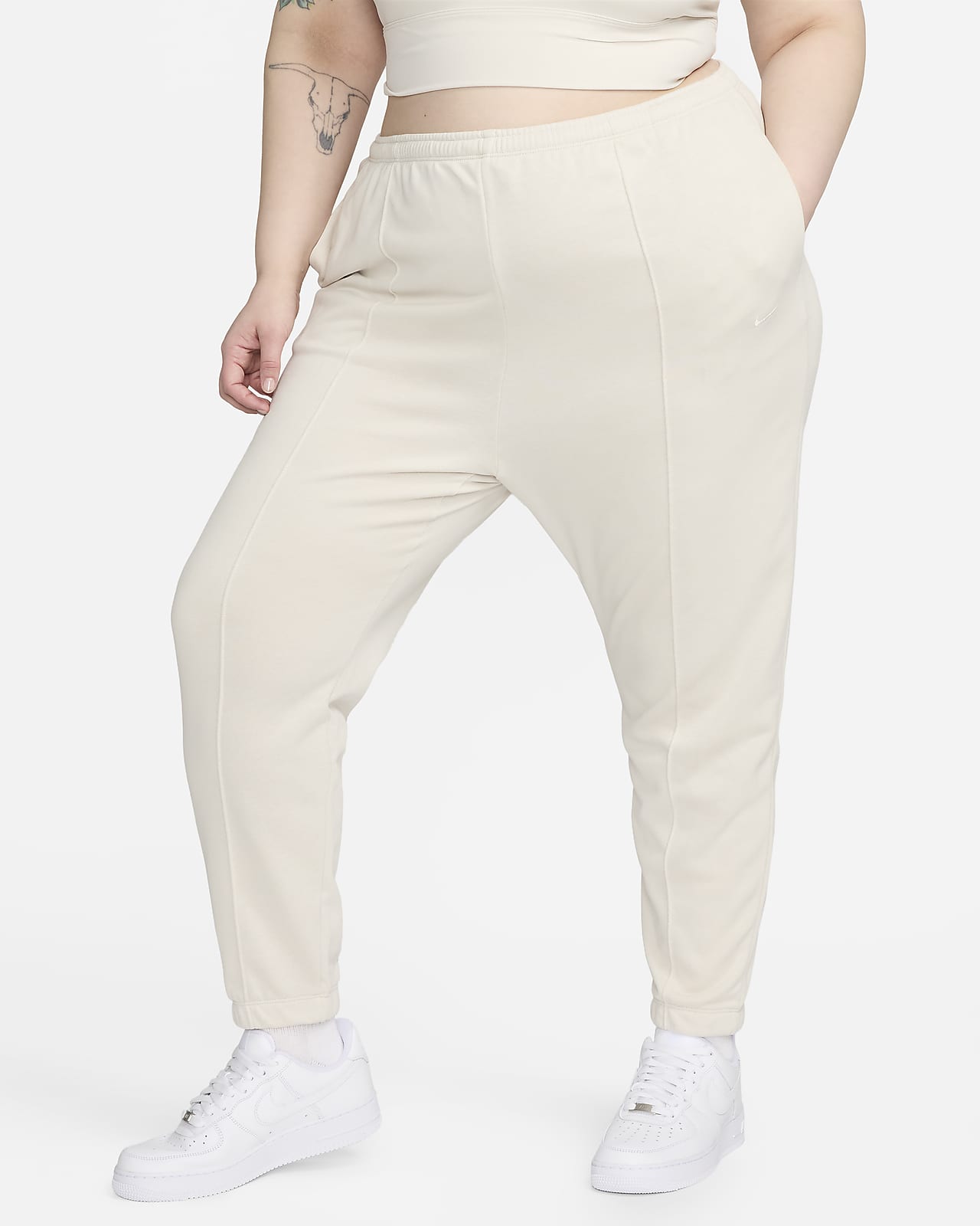 Nike Sportswear Chill Terry aansluitende joggingbroek met hoge taille van sweatstof voor dames (Plus Size)
