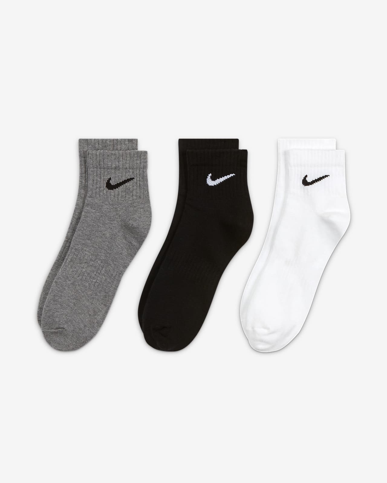 Nike Men's Women's 3 Pairs Socks Lightweight Crew Ankle Cotton Sports Socks