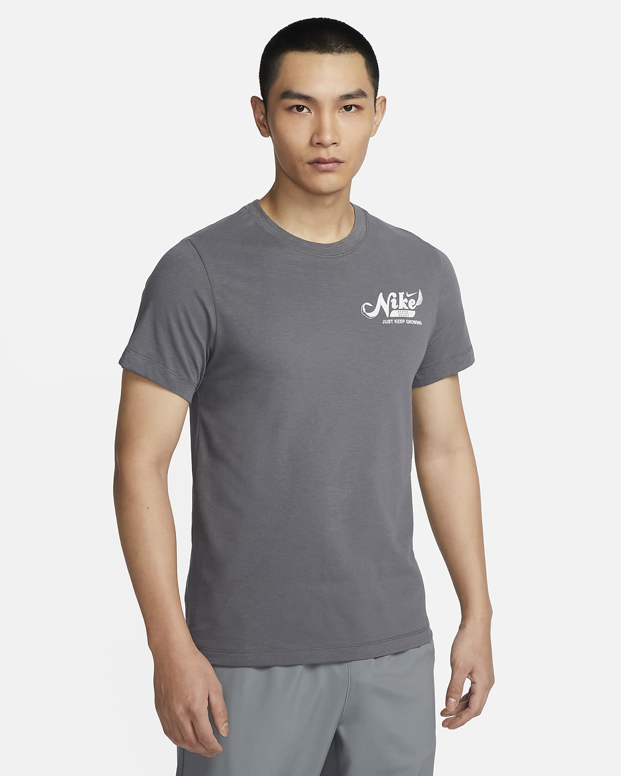 ナイキ NIKE DRI-FIT Tシャツ メンズSサイズ グレー ロゴ黒 - その他